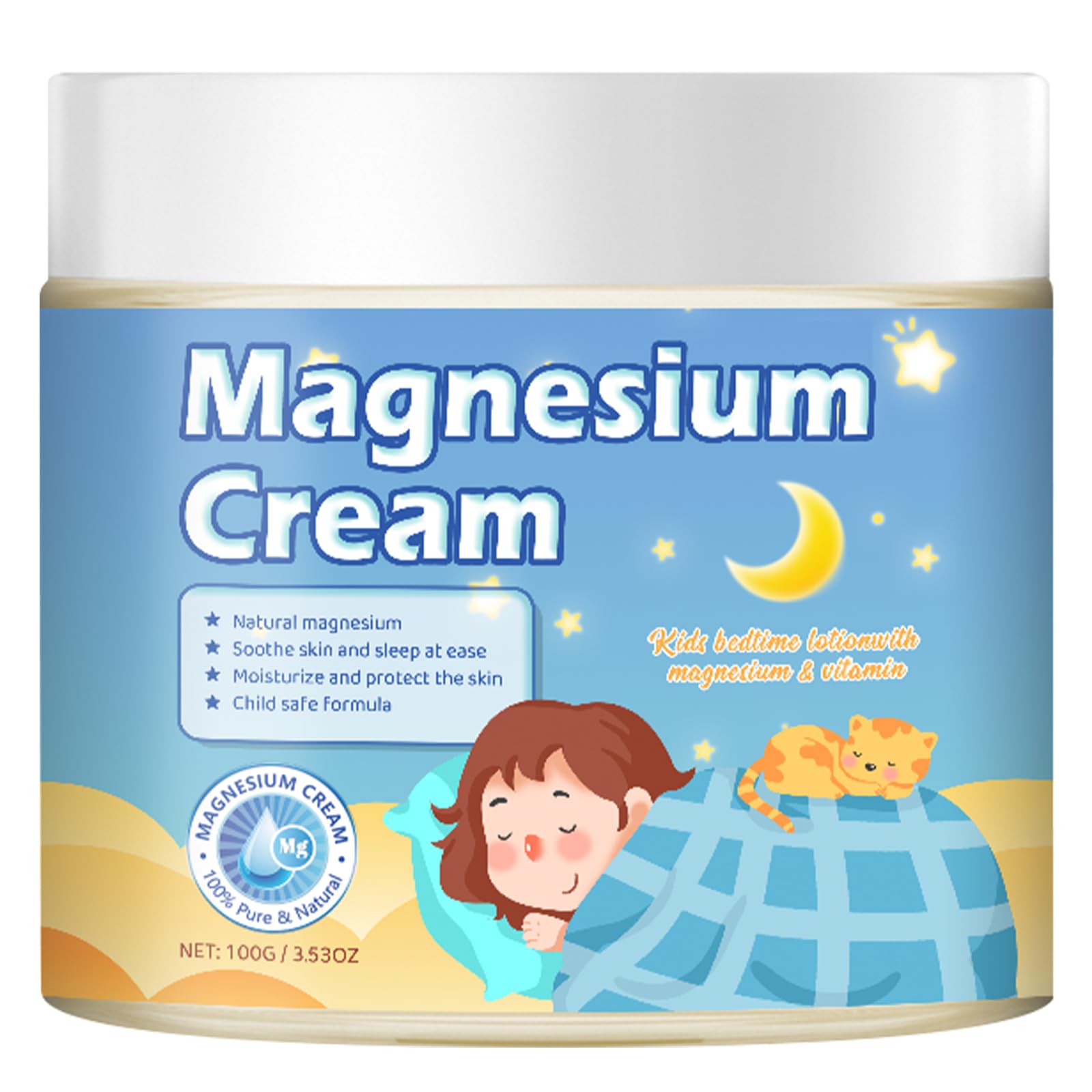 100g Magnesium Lotion for Kids Sleep,Nighttime Magnesium Cream,Soothe and Relax Your Body Before Bed,Safe for Both Adults and Children,Natural Calming Cream Support for Sleep KzaioAu supplements