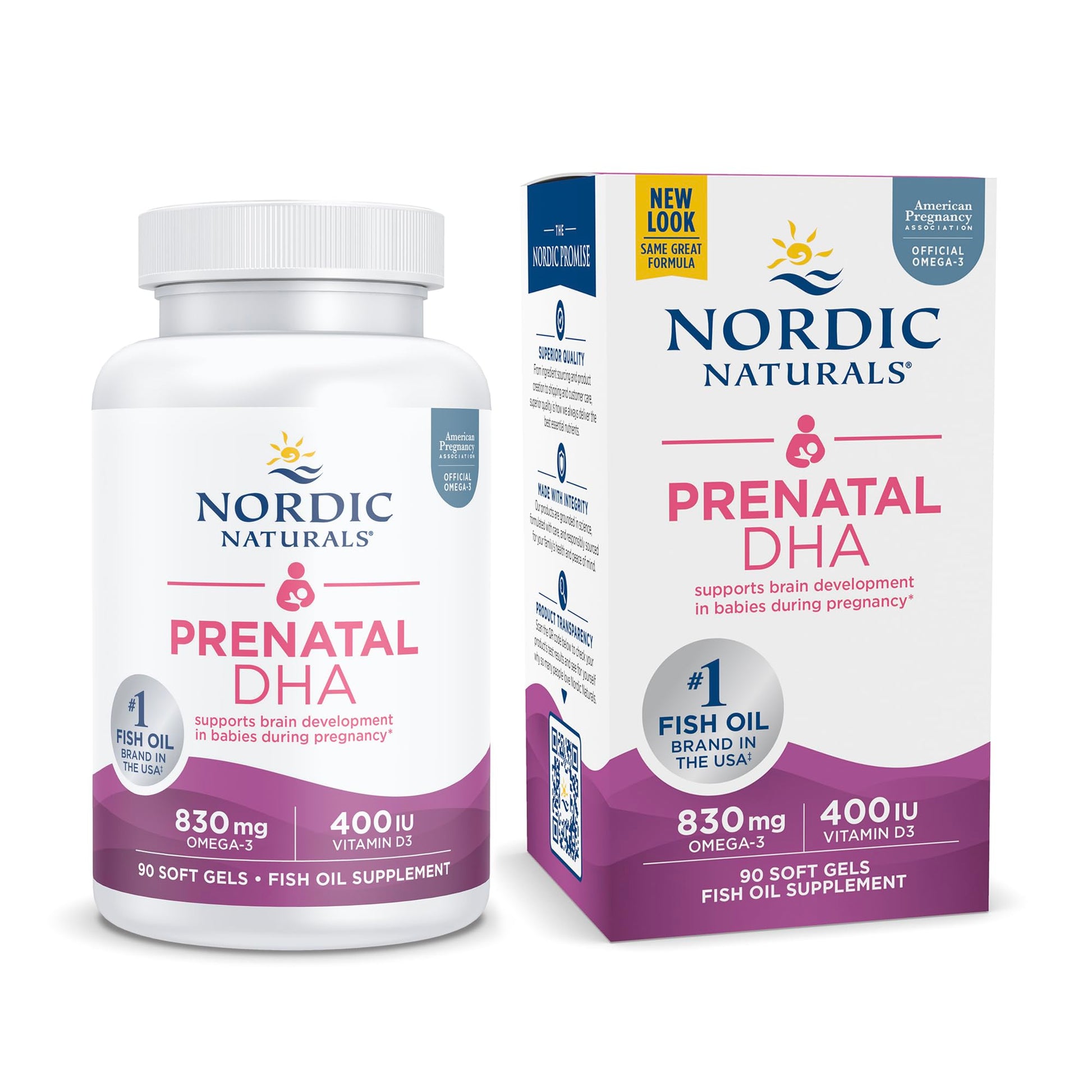 Nordic Naturals Prenatal DHA, Unflavored - 830 mg Omega-3 + 400 IU Vitamin D3 - 90 Soft Gels - Supports Brain Development in Babies During Pregnancy & Lactation - Non-GMO - 45 Servings Nordic NaturalsAu supplements