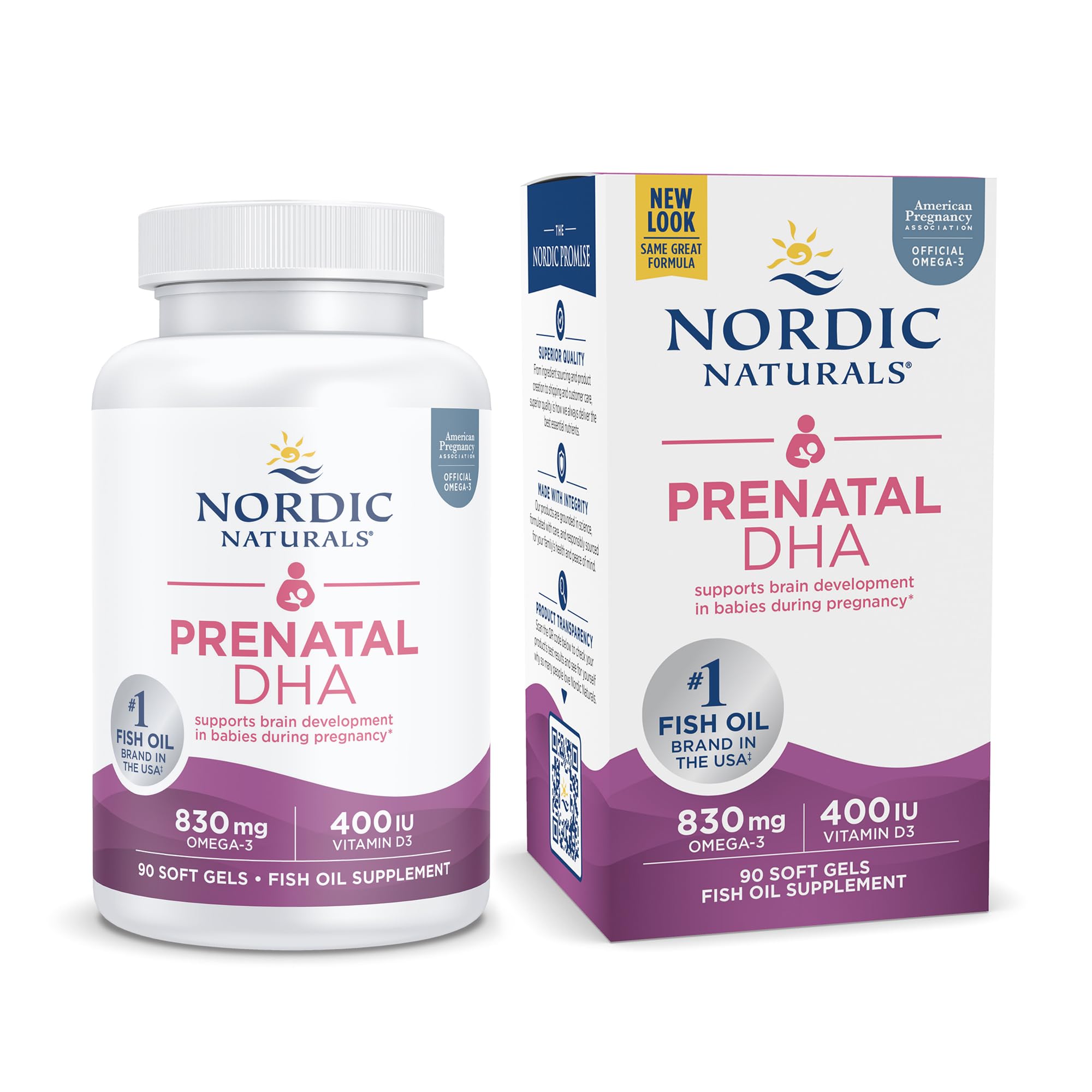 Nordic Naturals Prenatal DHA, Unflavored - 830 mg Omega-3 + 400 IU Vitamin D3 - 90 Soft Gels - Supports Brain Development in Babies During Pregnancy & Lactation - Non-GMO - 45 Servings Nordic NaturalsAu supplements