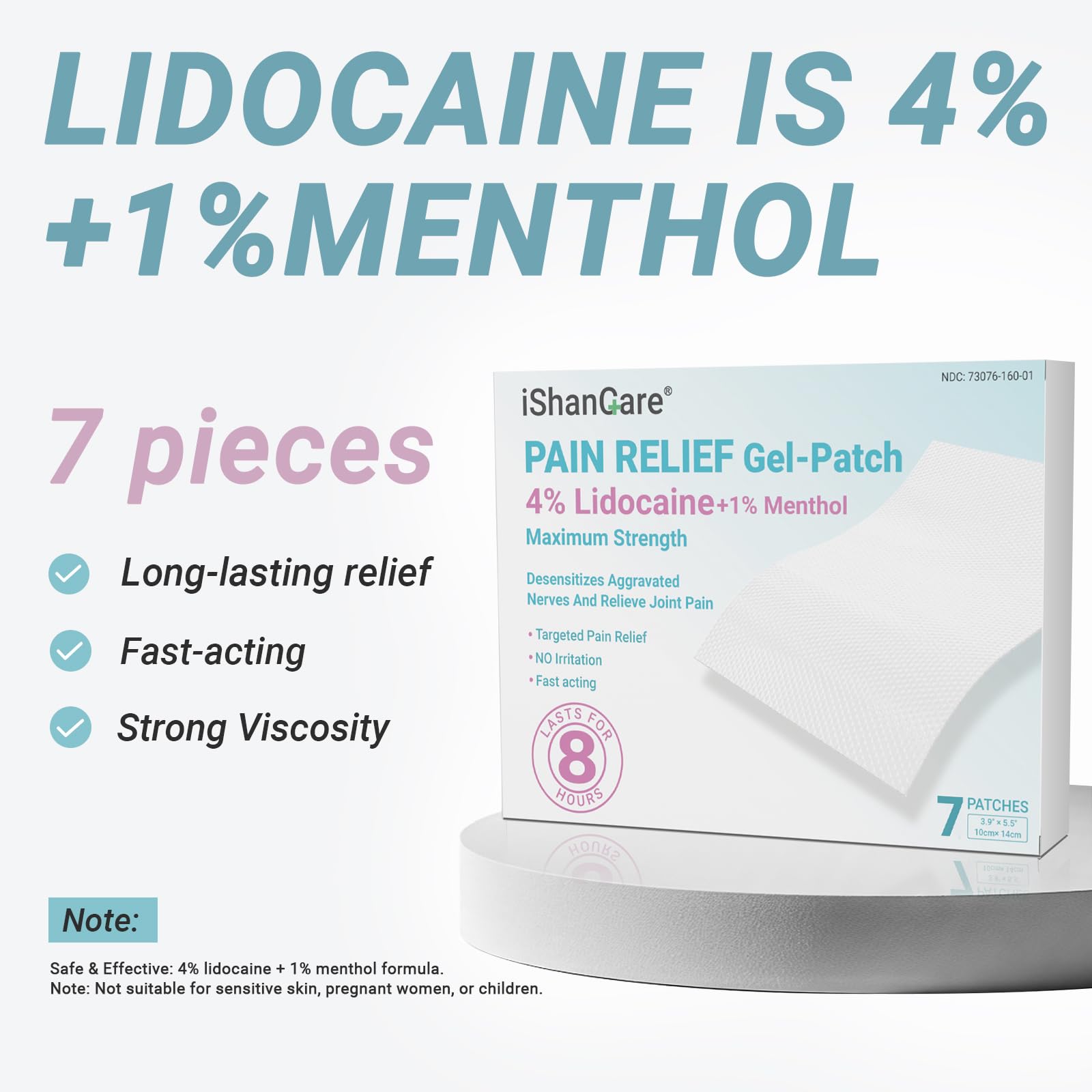 ishancare Lidocaine 4% + Menthol 1% Patches 14Count Fast Acting Maximum Strength Back Neck, Shoulders, Knees, Elbows Pain Relief - Temporary Nerve & Joint Pain Solution ishancareAu supplements