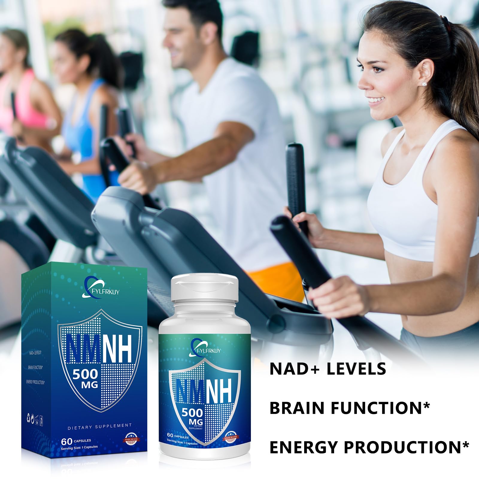 FYLFRKUY New NMNH 500mg Per Serving (Dihydronicotinamide Mononucleotide), NAD 𝐒𝐮𝐩𝐩𝐥𝐞𝐦𝐞𝐧𝐭𝐬 Pure Organic, More Effective Than NMN for Anti-Aging, Energy, Immunity, Focus - 60 Count FYLFRKUYAu supplements