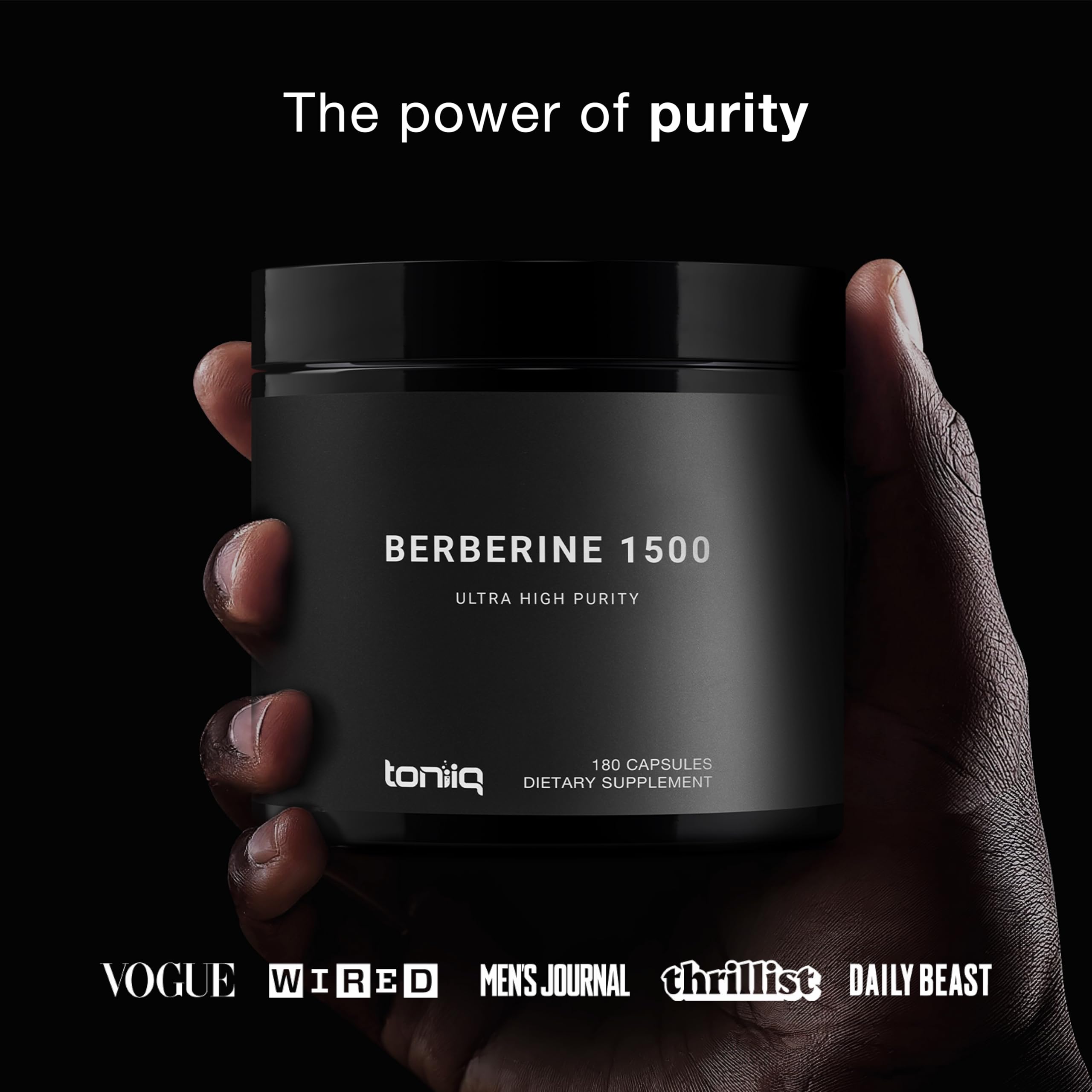 Toniiq Ultra High Strength Berberine HCl from The Himalayas - 100:1 Concentrated Extract - Lab-Tested 97% Berberine HCl - 180 Vegetarian Capsules, 1500 mg per Serving ToniiqAu supplements
