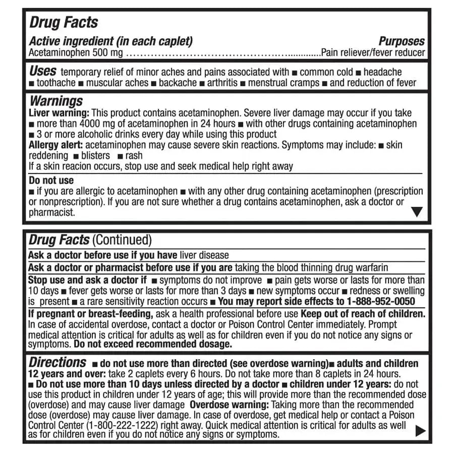HealthA2Z® Extra Strength Pain Relief | Acetaminophen 500mg | Contains No Aspirin | Fever Reducer | Pain Reliever (500 Count (Pack of 1)) HealthA2ZAu supplements