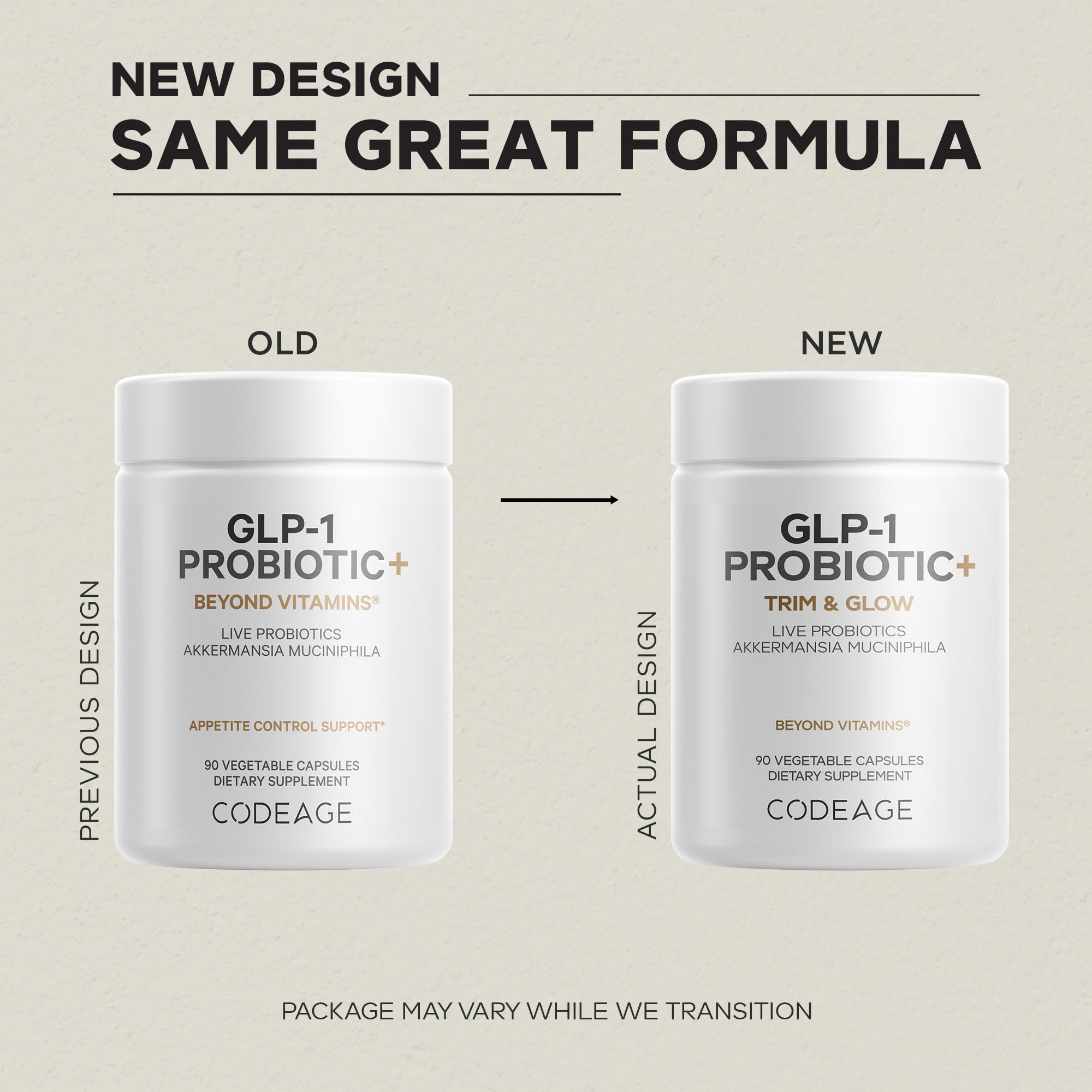 Codeage GLP-1 Probiotic+ - Live Probiotics Akkermansia, Clostridium, Bifidobacterium, Chicory Inulin Probiotic, Prebiotics & Postbiotics Supplement - 500 Million AFU, 3-Month Supply - 90 Capsules CodeageAu supplements