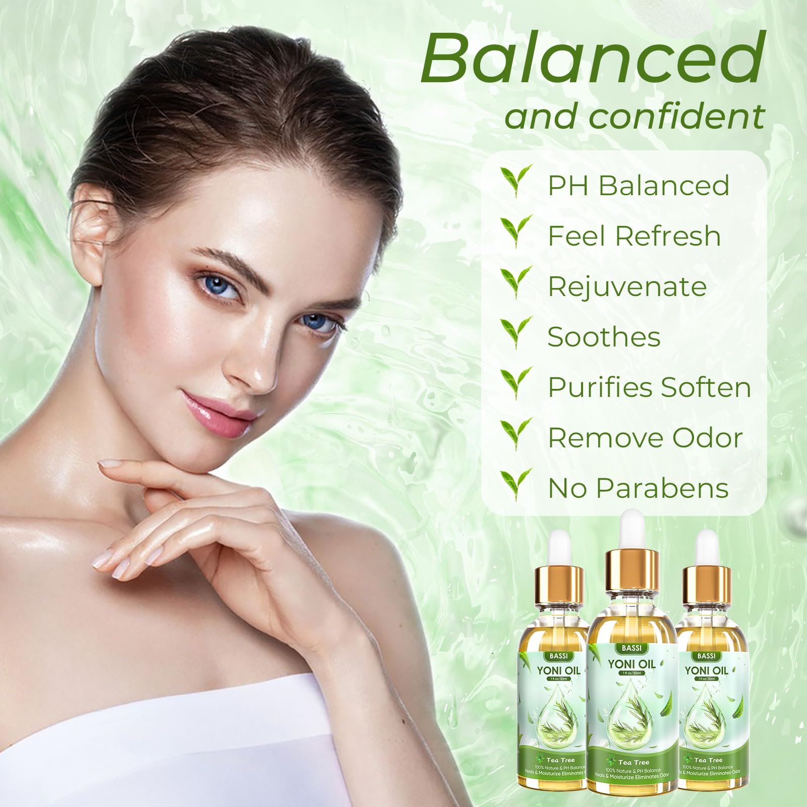BASSI 2PCS Yoni Oil Organic Feminine Oil Vaginal Moisturizer For Wetness - Ph Balance for Women BASSIAu supplements
