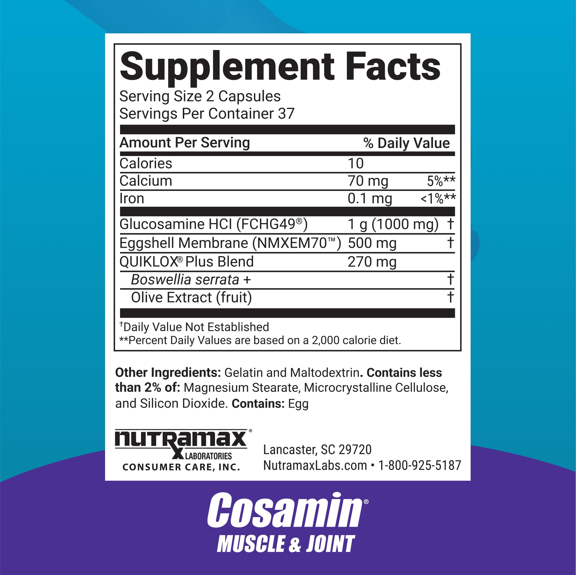 Cosamin Nutramax Muscle & Joint, Works to Decrease Cartilage Breakdown, Joint Health Supplement, Adult Men and Women Joint Health, 74 Capsules CosaminAu supplements