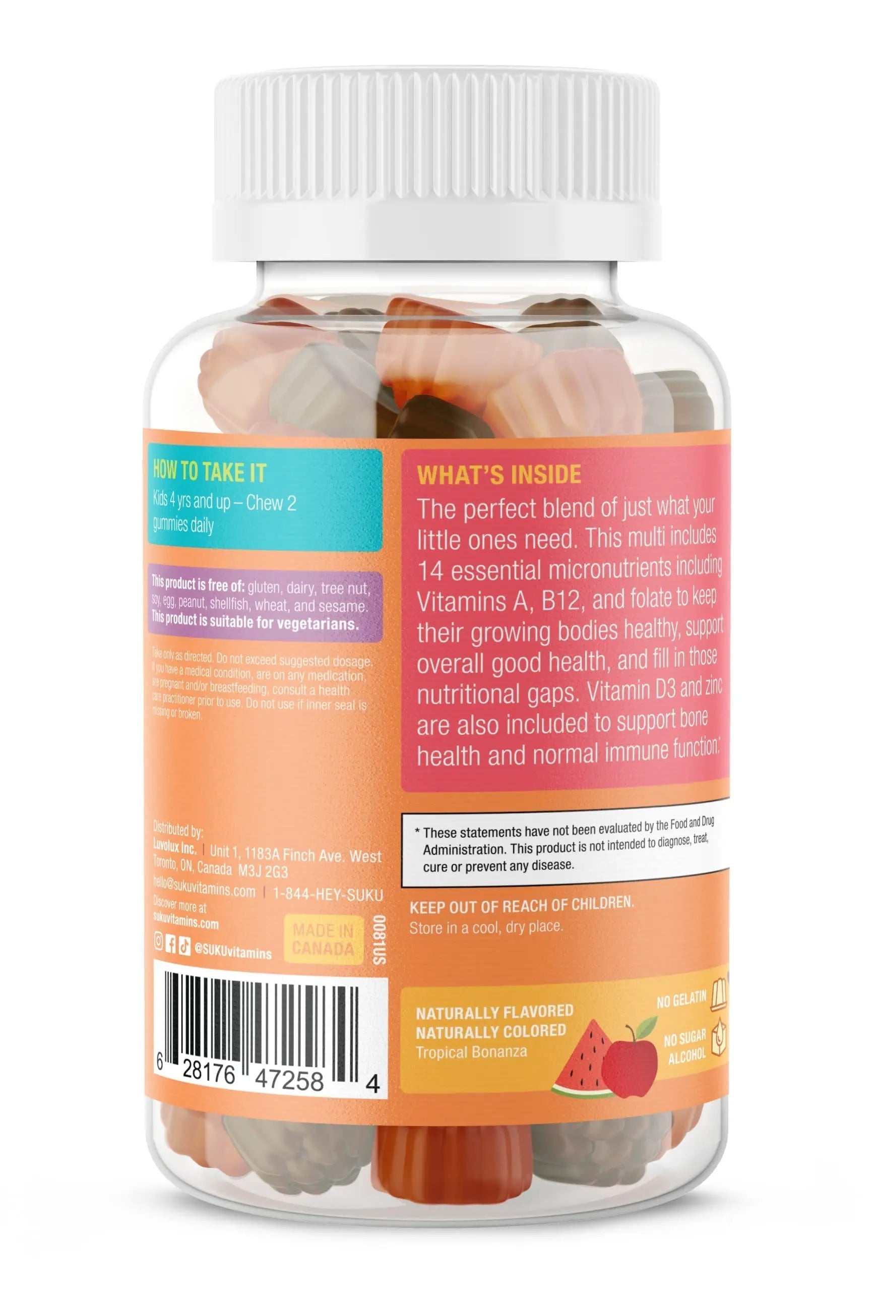 SUKU The Complete Kids Multivitamin Gummies – Vitamins A, C, D, E, B6, B12, Folate & Zinc – Immune Support SUKUAu supplements