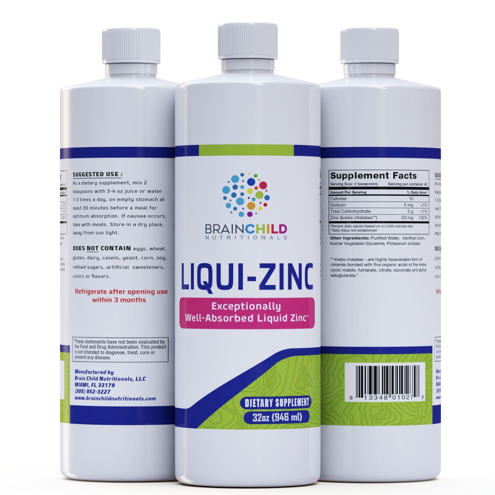 BrainChild Nutritionals LiquiZinc Liquid Formula (Unflavored 32oz) BrainChild NutritionalsAu supplements