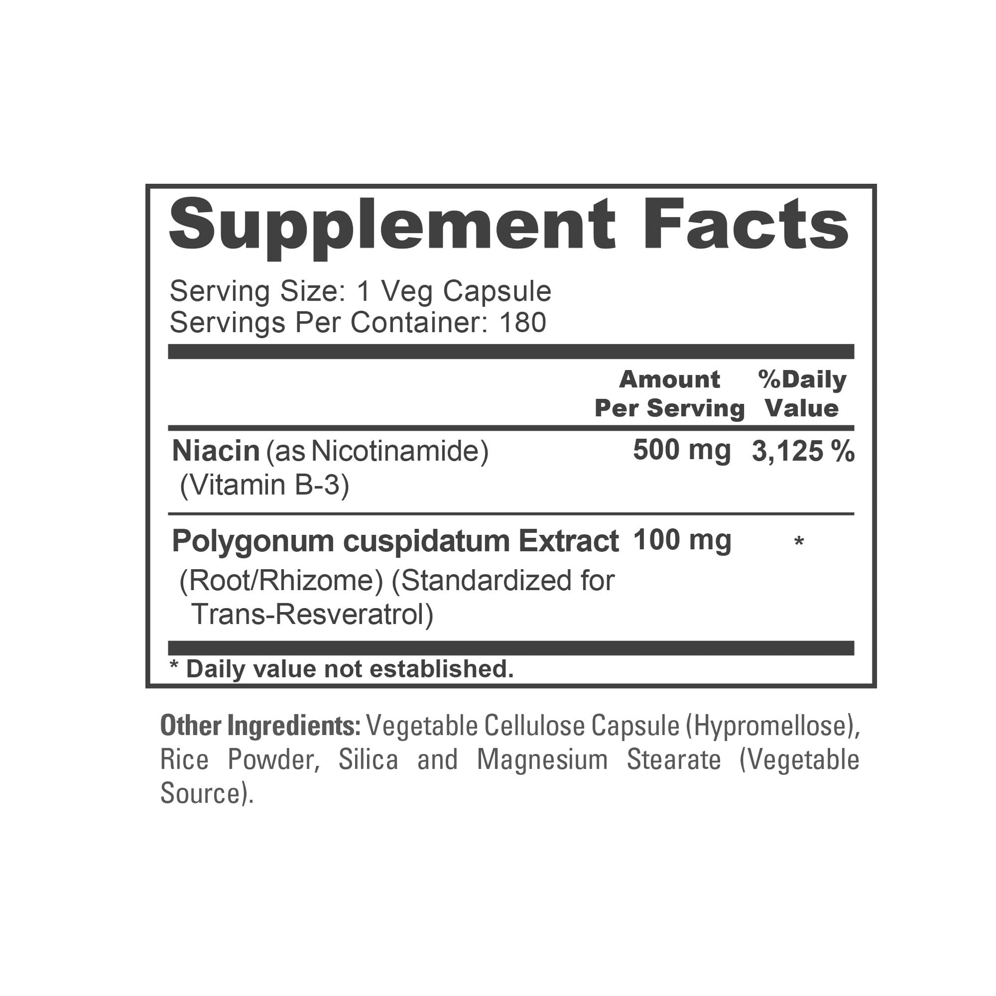 NusaPure Nicotinamide with Resveratrol (Vitamin B-3) 500 mg - 180 Vegetarian Caps (Non-GMO & Vegan) NusaPureAu supplements