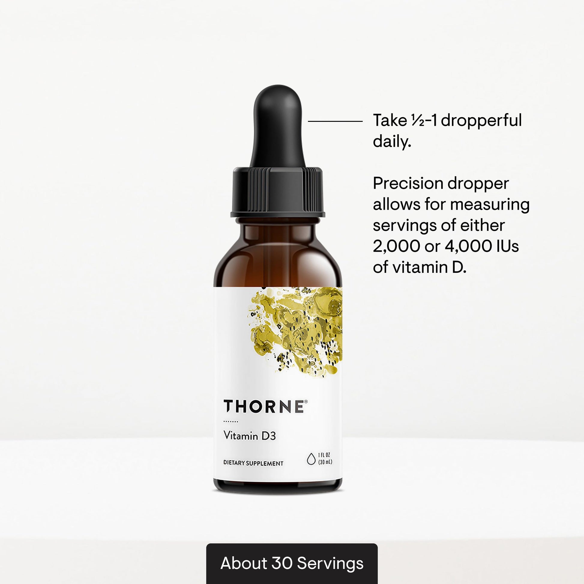 THORNE - Vitamin D3 with a Metered Dispenser - Liquid Vitamin D Vegan Supplement - Supports Healthy Bones, Teeth, Muscles, Cardiovascular & Immune Function* - 4,000 IU - 1 Fl Oz (30 mL) - 30 Servings THORNEAu supplements