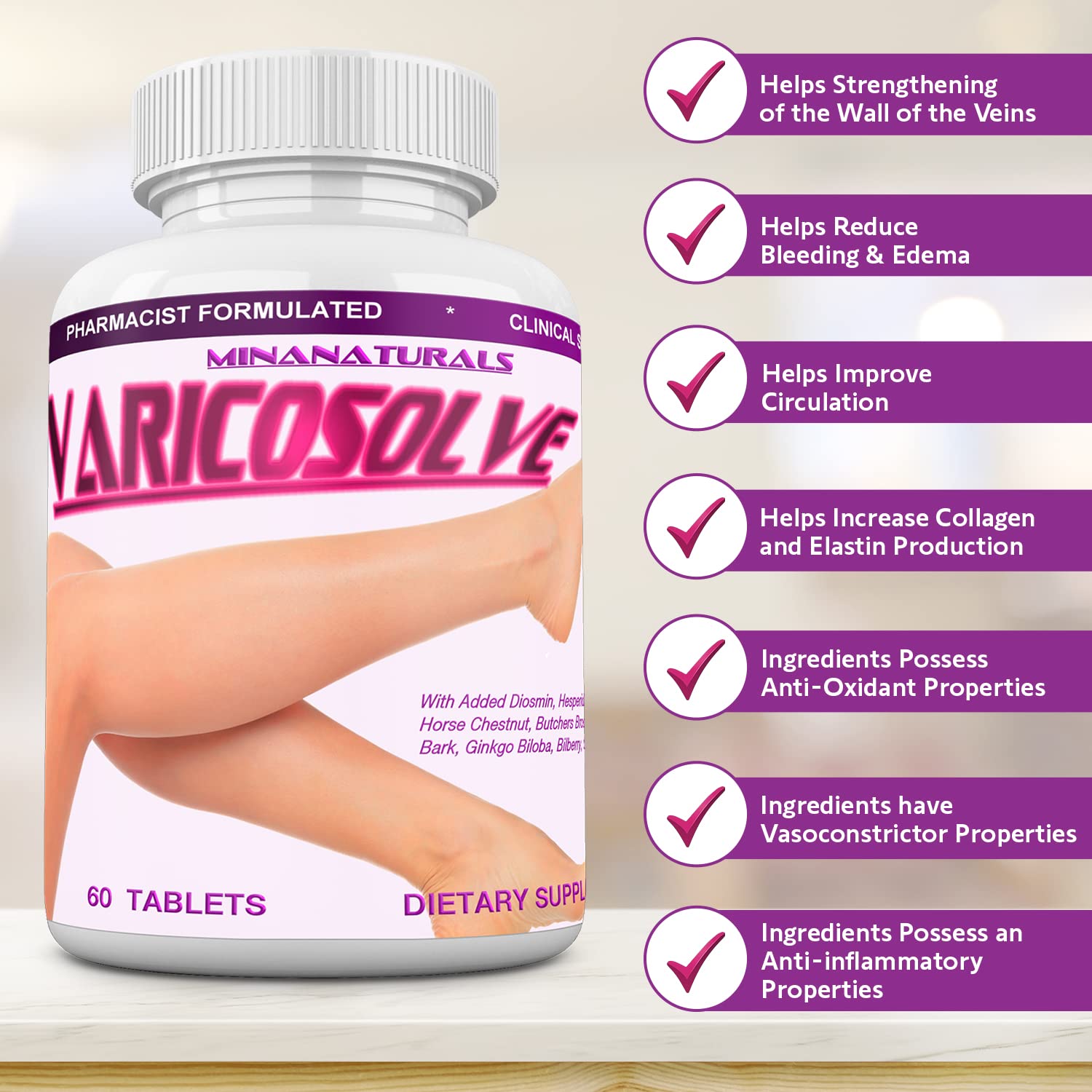 MINANATURALS VARICOSOLVE The Natural Supplement for Leg Veins. 60 Tablets MINANATURALSAu supplements