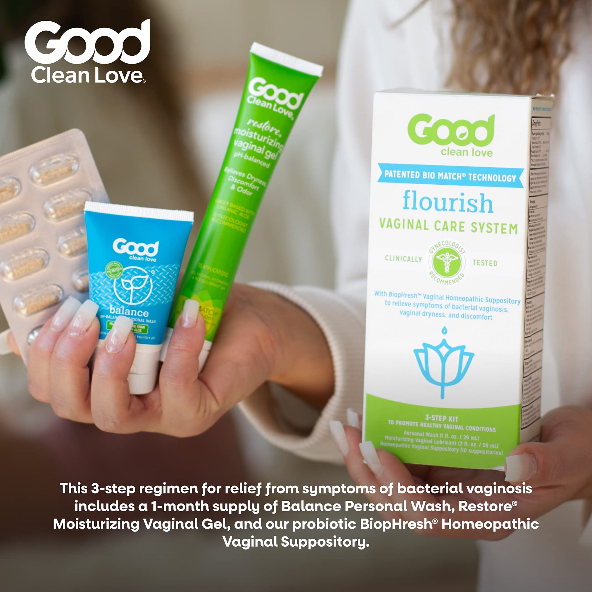 Good Clean Love Flourish Vaginal Care System, 30-Day Regimen, Relieves Itching & Irritation, Includes Personal Good Clean LoveAu supplements