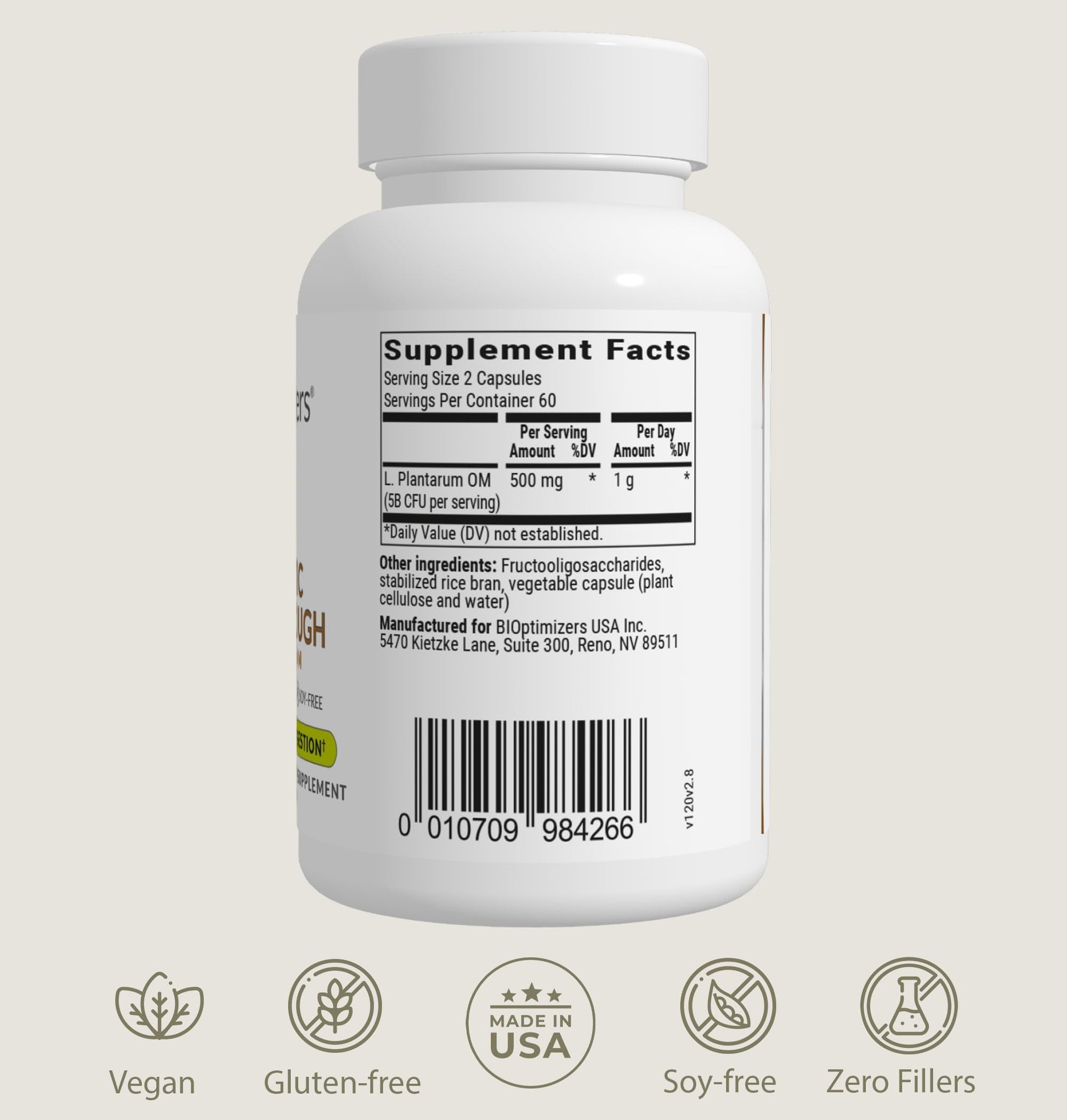 BIOptimizers Probiotic Breakthrough – Lactobacillus Plantarum OM Probiotics & Prebiotics Health Supplement for Gut, Digestive & Immune Support Probiotics for Women Men Elderly– 30 Vegan Capsules BIOptimizersAu supplements