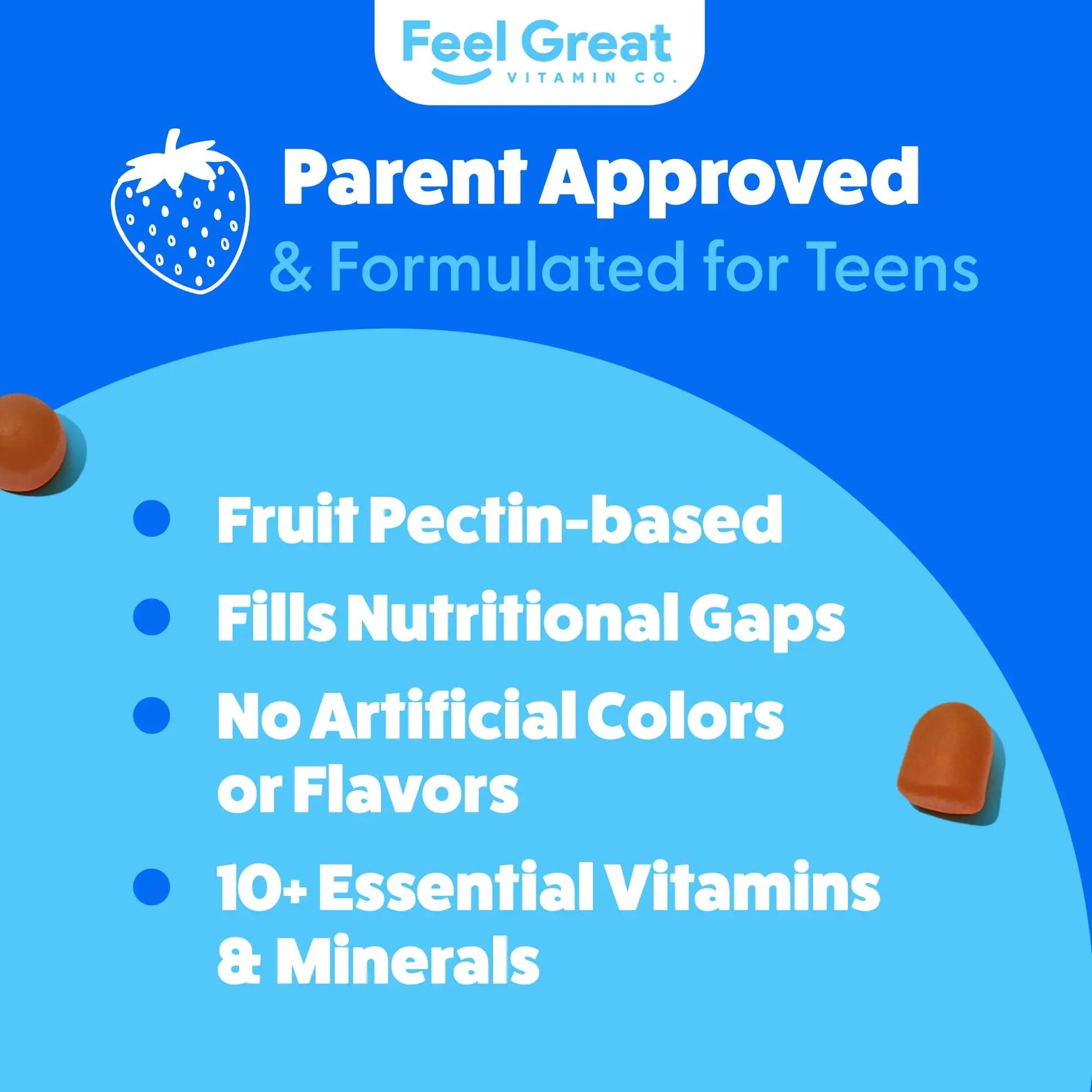 Feel Great Teen Vitamins Multivitamin Gummies | Citrus & Strawberry Flavor for Teen Boys & Girls | for Bone, Muscle & Immune Support | The Feel Great Vitamin CompanyAu supplements