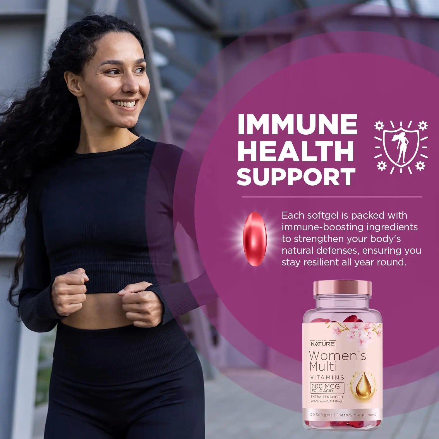 Built by Nature Vitamins for Women – Women's Complete Daily Multivitamin Supplement with A, B, C, D, E, Iron, Calcium, Magnesium and Multi Minerals Built by NatureAu supplements