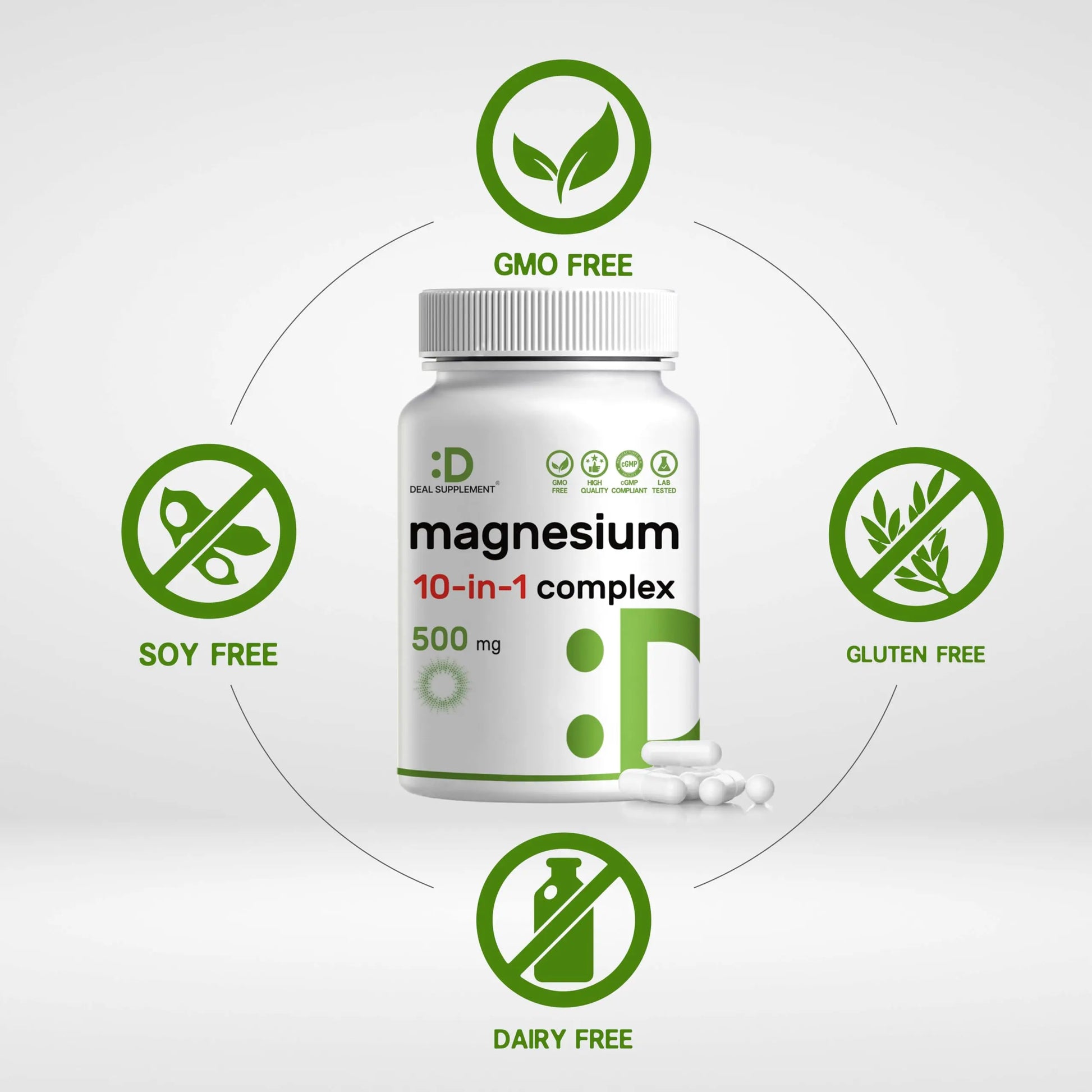 Magnesium Complex 500mg, 240 Veggie Capsules – 10-in-1 Glycinate, Citrate, Malate, Oxide, & More – 100% Chelated for Easy Absorption – Essential Mineral Supplement – Non-GMO DEAL SUPPLEMENTnz supplements