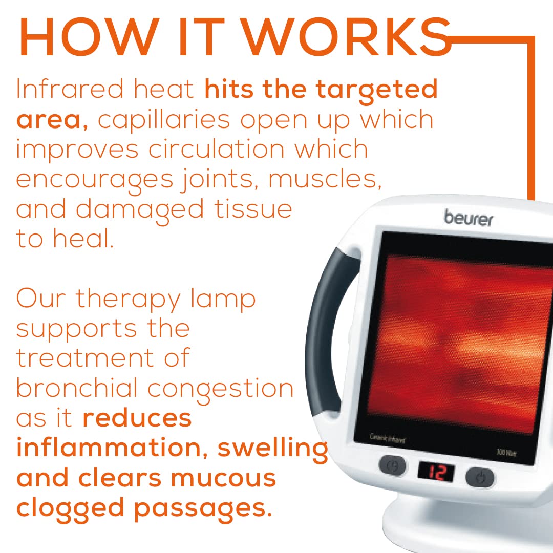 Beurer IL50 Infrared Heat Lamp Heated Red Light Therapy Lamp for Body, Face, Sinuses, & Skin - Effective BeurerAu supplements
