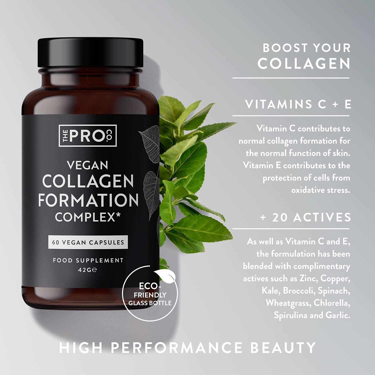 Premium Vegan Collagen Booster Supplement - Hair Skin & Nails Vitamins The Pro CoAu supplements