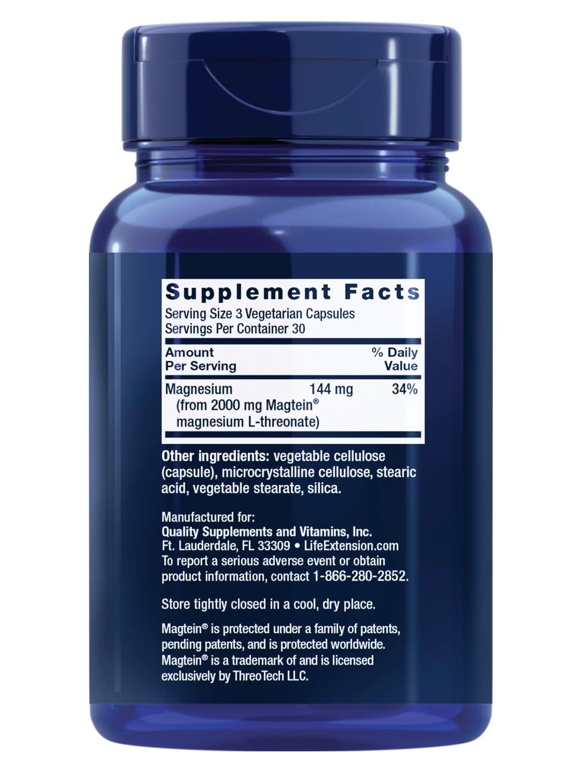 Life Extension Neuro-Mag Magnesium L-Threonate, Memory Health, Quick Thinking, Cognitive Health Support, Vegetarian, Non-GMO, 90 Vegetarian Capsules (144 mg from 2000 mg Magtein magnesium L-threonate Life Extensionnz supplements