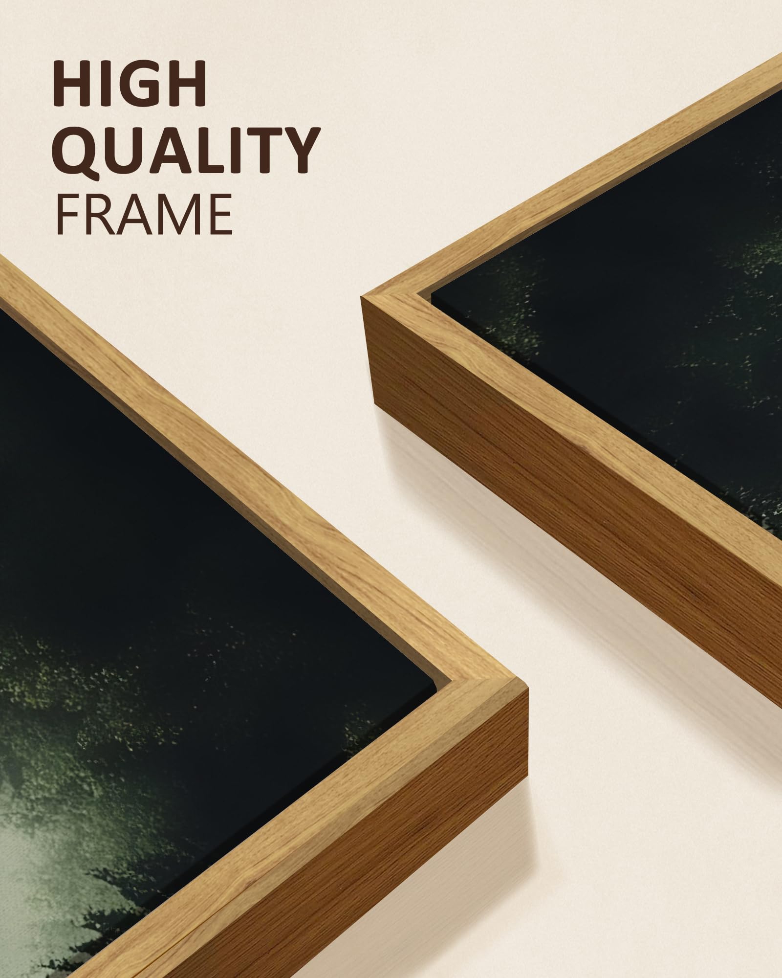 KUVIOKE Morden Green Fog Pine Tree Framed Canvas Wall Art Nature Nordic Forests Artwork Painting Bedroom Decor 12x16in (Natural Framed) KUVIOKEAu supplements