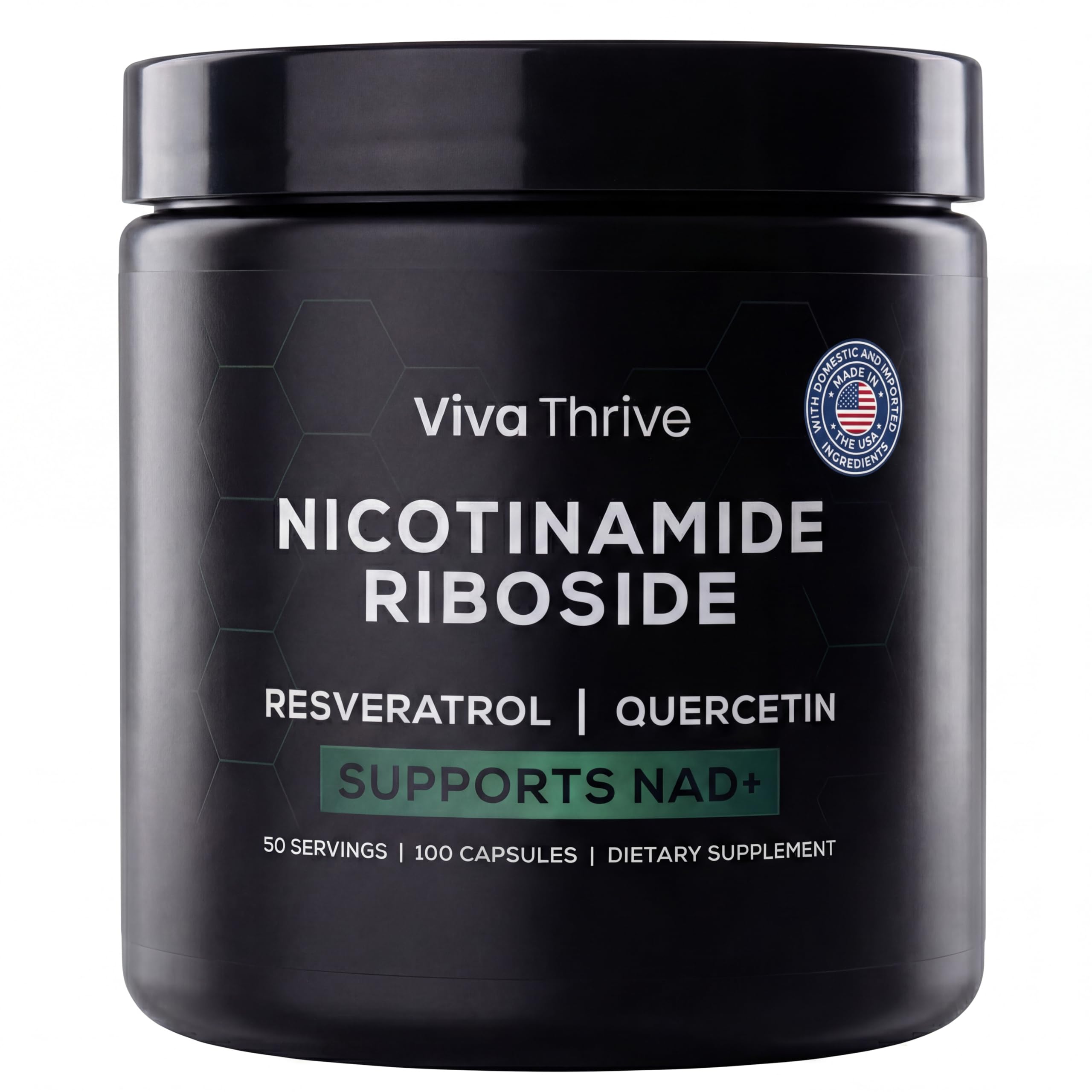 VivaThrive Advanced NAD+ Complex - NMNH Supplement Alternative - 50 Day Supply - Triple Action NAD+ Supplement - Nicotinamide Riboside - Resveratrol - Quercetin - Third-Party Tested - Made in USA VivaThriveAu supplements