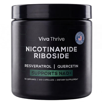 VivaThrive Advanced NAD+ Complex - NMNH Supplement Alternative - 50 Day Supply - Triple Action NAD+ Supplement - Nicotinamide Riboside - Resveratrol - Quercetin - Third-Party Tested - Made in USA VivaThriveAu supplements