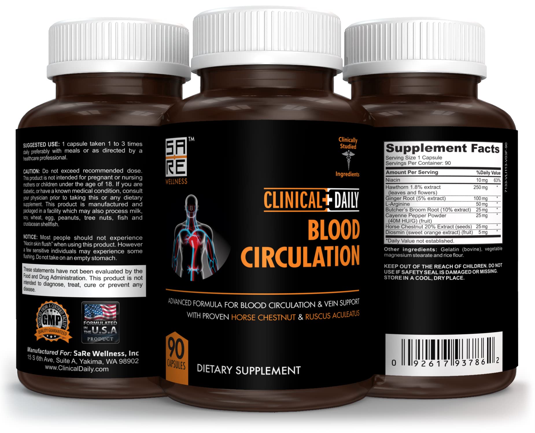Clinical Daily Blood Circulation Supplements. Butchers Broom, Horse Chestnut, Hawthorn Clinical DailyUS supplements