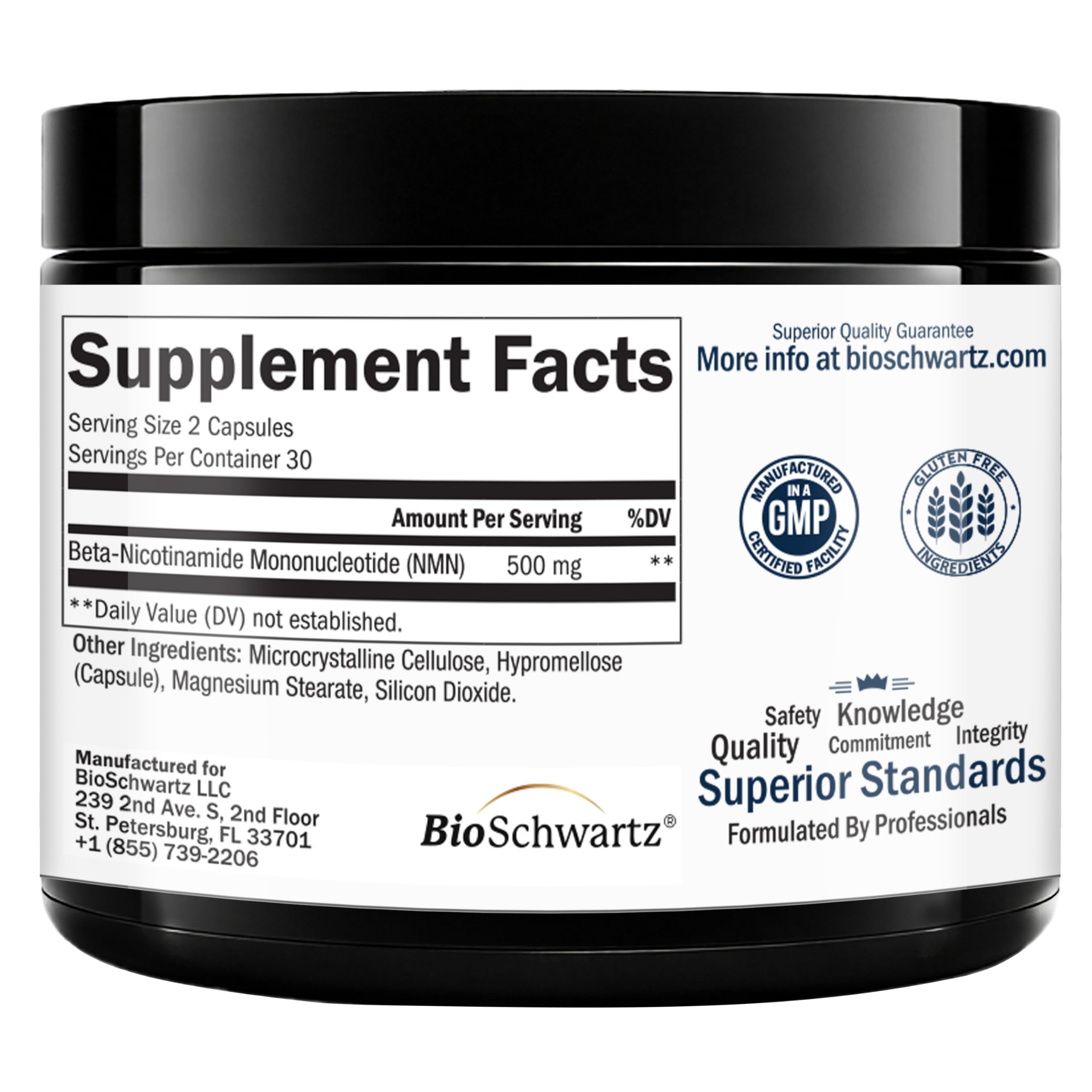 BioSchwartz NMN Supplement - 500mg Nicotinamide Mononucleotide - 30 Servings, 60 Capsules - Made in The USA with Premium Globally Sourced Ingredients, Third-Party Tested, Gluten-Free NMN Supplement BioSchwartzAu supplements