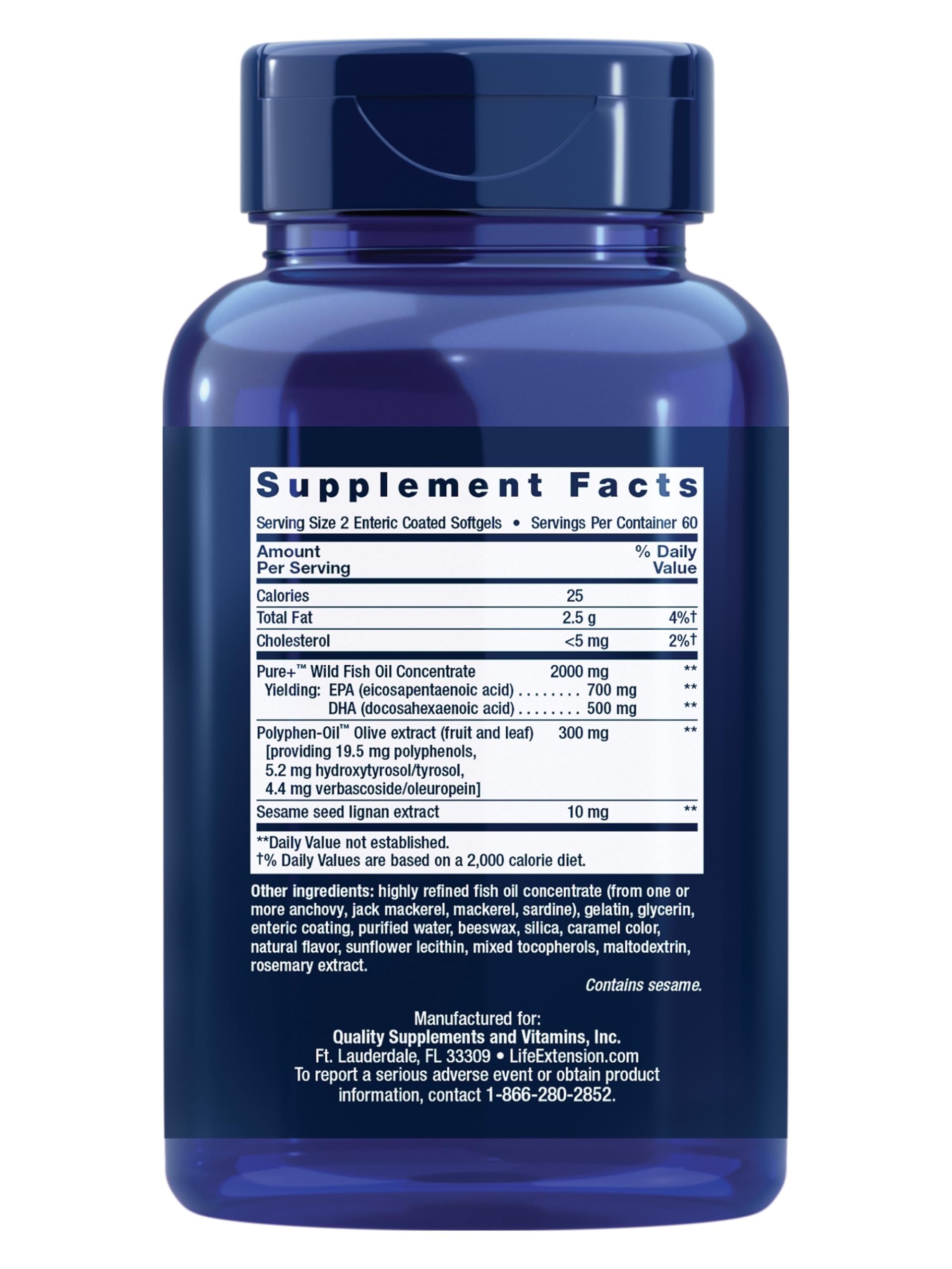 Life Extension Super Omega-3 EPA/DHA Fish Oil, Sesame Lignans & Olive Extract – Heart Health, Brain Health, Inflammation Health Support, Gluten-Free, Enteric-Coated, Non-GMO, 120 Softgels Life ExtensionAu supplements