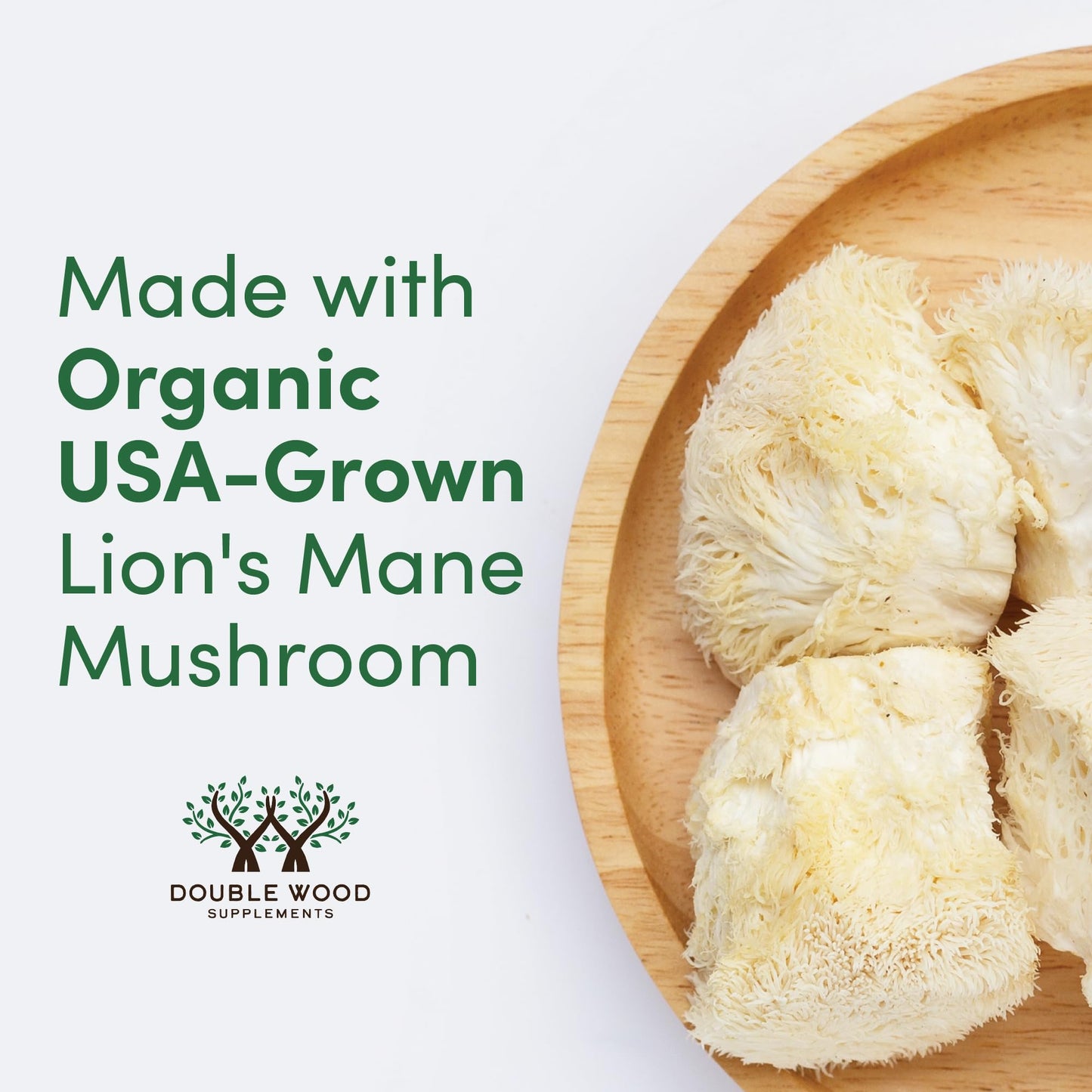 Lions Mane Supplement Mushroom Capsules (Two Month Supply - 120 Count) for Brain Double Wood SupplementsUS supplements