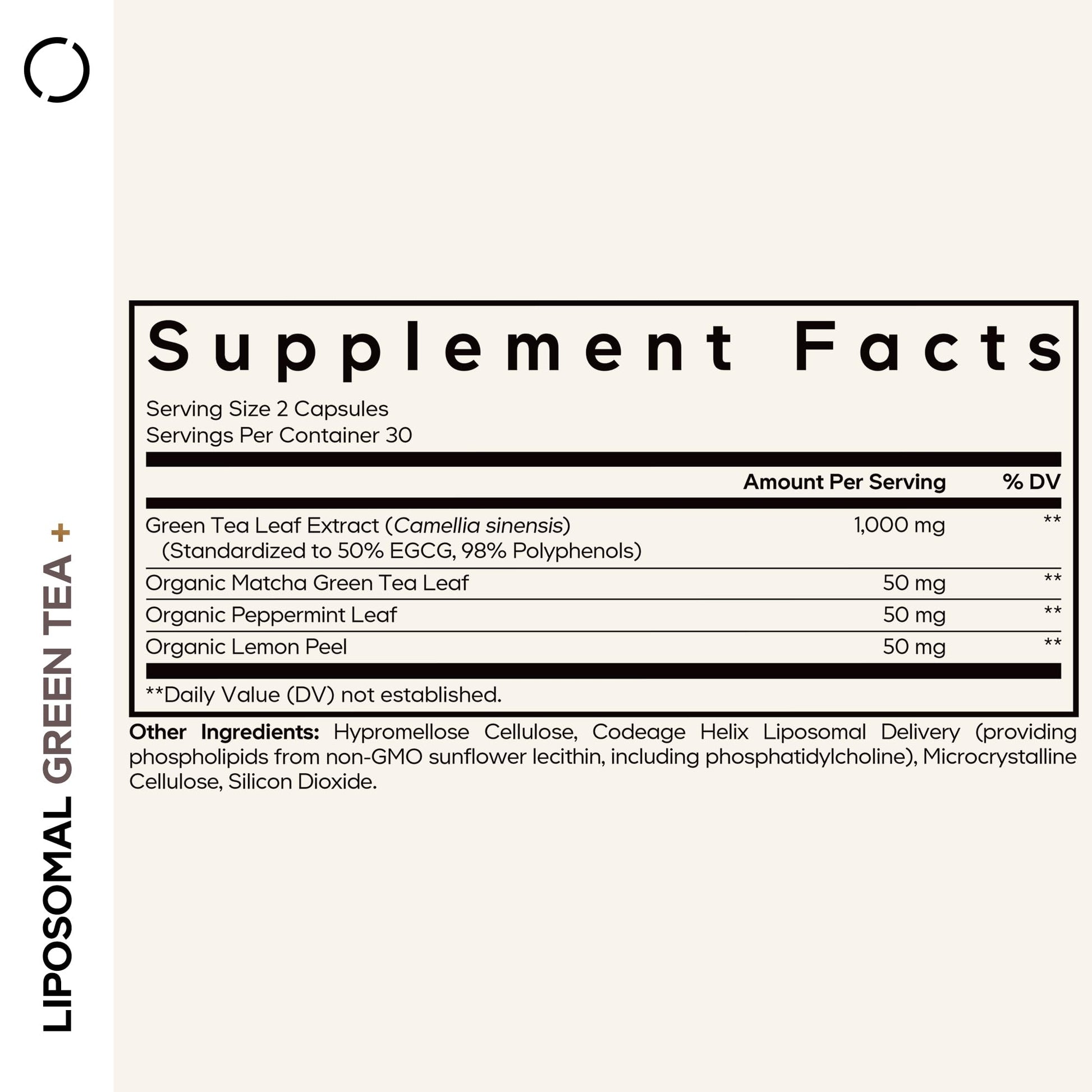 Codeage Liposomal Green Tea+ EGCG 50% Green Tea Extract, Organic Matcha Green Powder, Peppermint Leaf, Lemon Peel, Liposomal Delivery - Vegan Pils Supplement - Non-GMO - 60 Capsules CodeageAu supplements