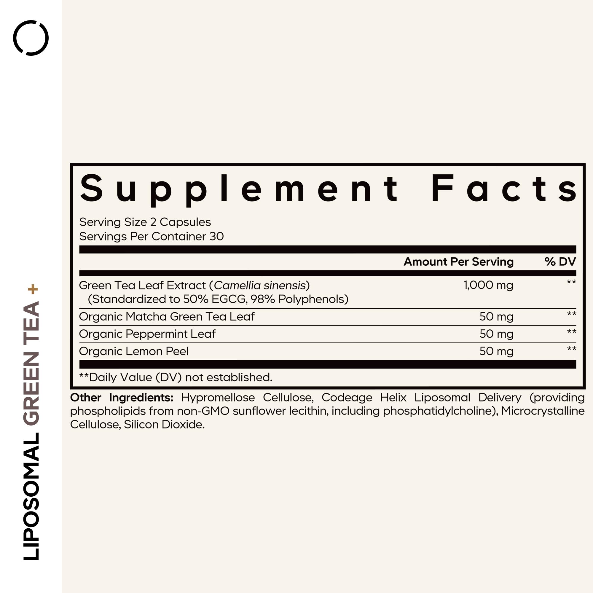 Codeage Liposomal Green Tea+ EGCG 50% Green Tea Extract, Organic Matcha Green Powder, Peppermint Leaf, Lemon Peel, Liposomal Delivery - Vegan Pils Supplement - Non-GMO - 60 Capsules CodeageAu supplements