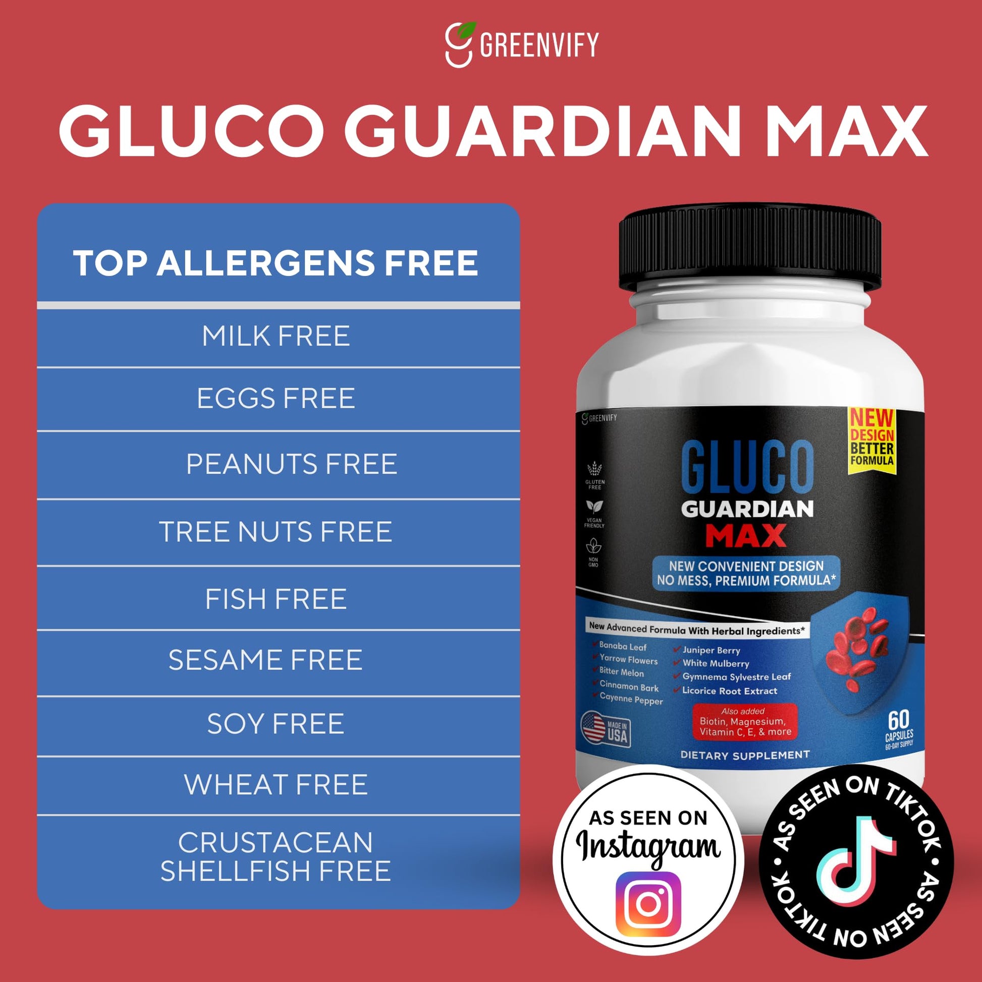 GREENVIFY Gluco Guardian Max Advanced Wellness Support Capsules – Vitamin, Mineral, and Herbal Supplement with Magnesium, Vitamin C, Zinc, and Banaba Leaf – Non-GMO, Gluten-Free – 60 Capsules (1) GREENVIFYAu supplements