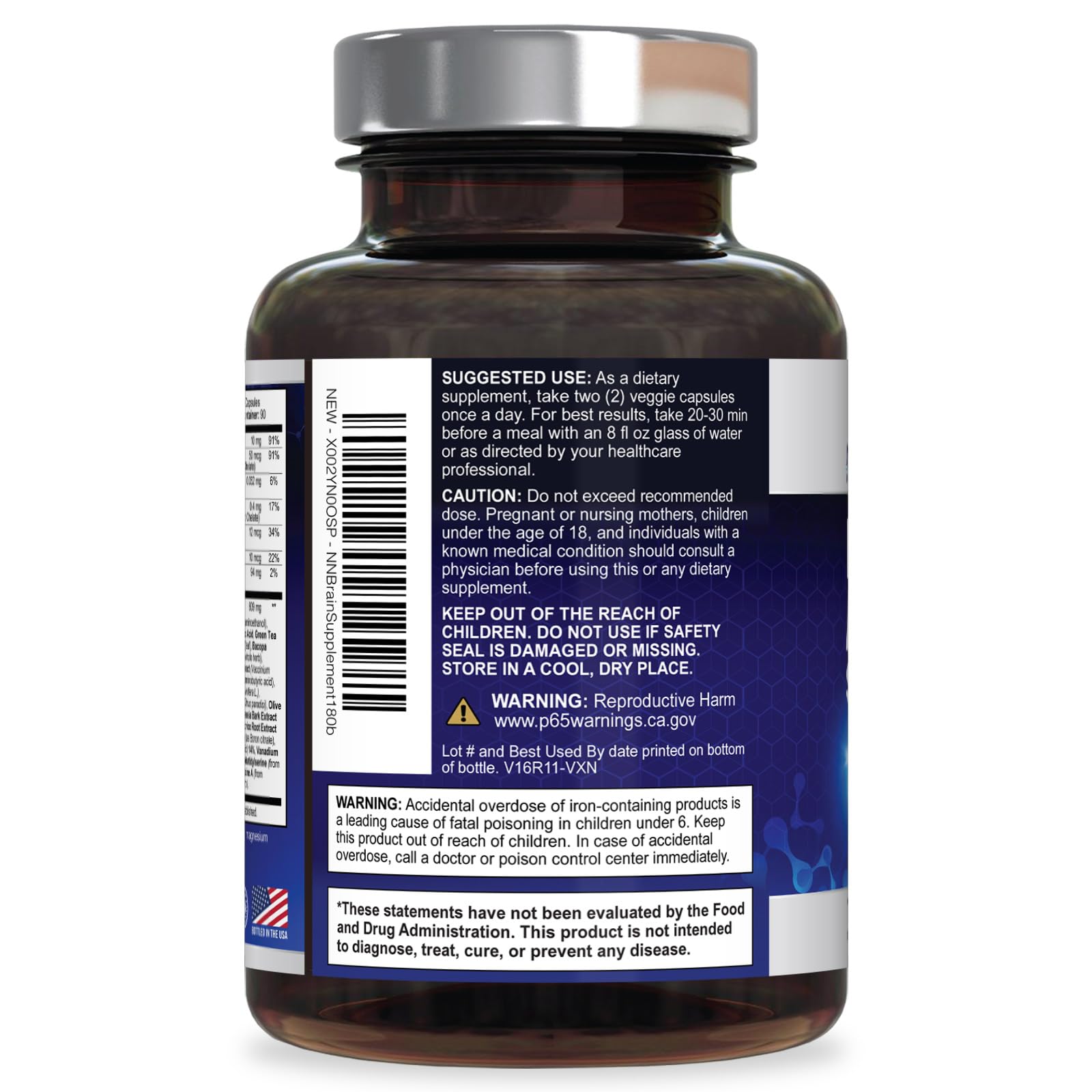 Brain Memory Supplement Pills - 3X Strength Nootropics for Concentration, Clarity & Focus Support - Brain Health Cognitive Vitamins with Bacopa, Phosphatidylserine & DMAE, Brain Booster - 180 Capsules Nature's NutritionAu supplements