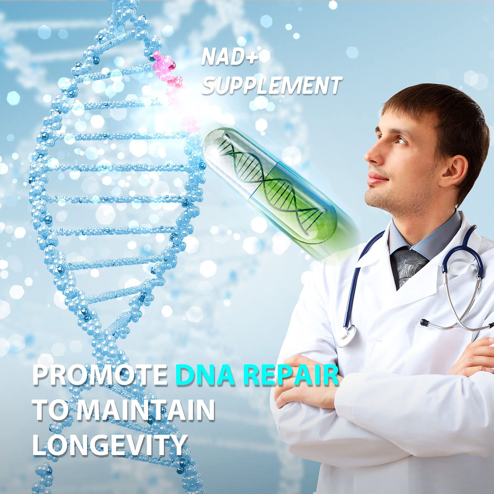 TEATTY NAD+ & Resveratrol Supplement - NMN Alternative with 120 Capsules, Anti-Aging Cellular Support, Energy & Longevity Booster, DNA Repair Formula TEATTYAu supplements