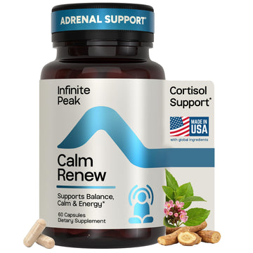 Cortisol & Adrenal Support for Busy Women, Stress Support with Ashwagandha, Rhodiola & Holi Basil | Helps Emotional Balance | Cortisol Supplements for Women to Manage your Day | Non-GMO | 60 Capsules INFINITE PEAKAu supplements