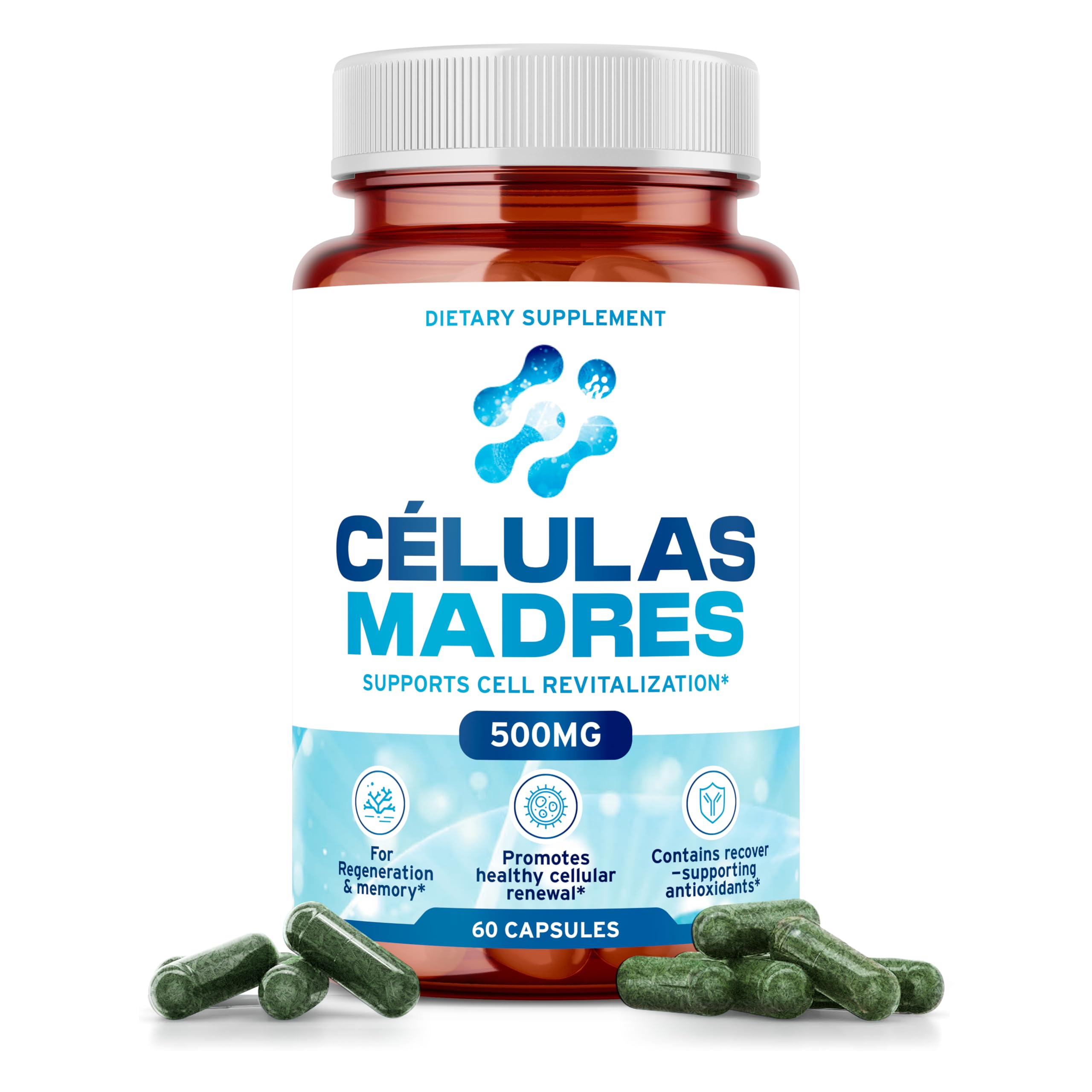 Stem Cell Supplements 500mg (60 Cap) Natural Anti-Aging & Longevity Support with Spirulina & Chlorella, Boost Cellular Renewal, Restore Youthful Energy, Reduce Joint Soreness – Celulas Madre AURA VITAMINSAu supplements