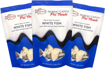 Nordic Catch Freeze Dried Fish Pet Treats from Iceland - Pure, All Natural Seafood Snacks for Dogs, Cats and Other Pets - Human Safe Ingredients, Made from Sashimi Grade Seafood - White Fish Nordic CatchAu supplements