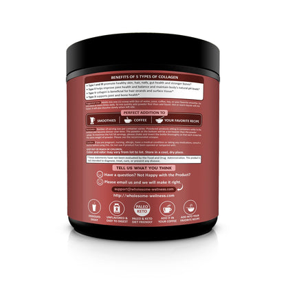 Multi Collagen Protein Powder Hydrolyzed (Type I II III V X) Grass-Fed All-in-One Super Wholesome WellnessUS supplements