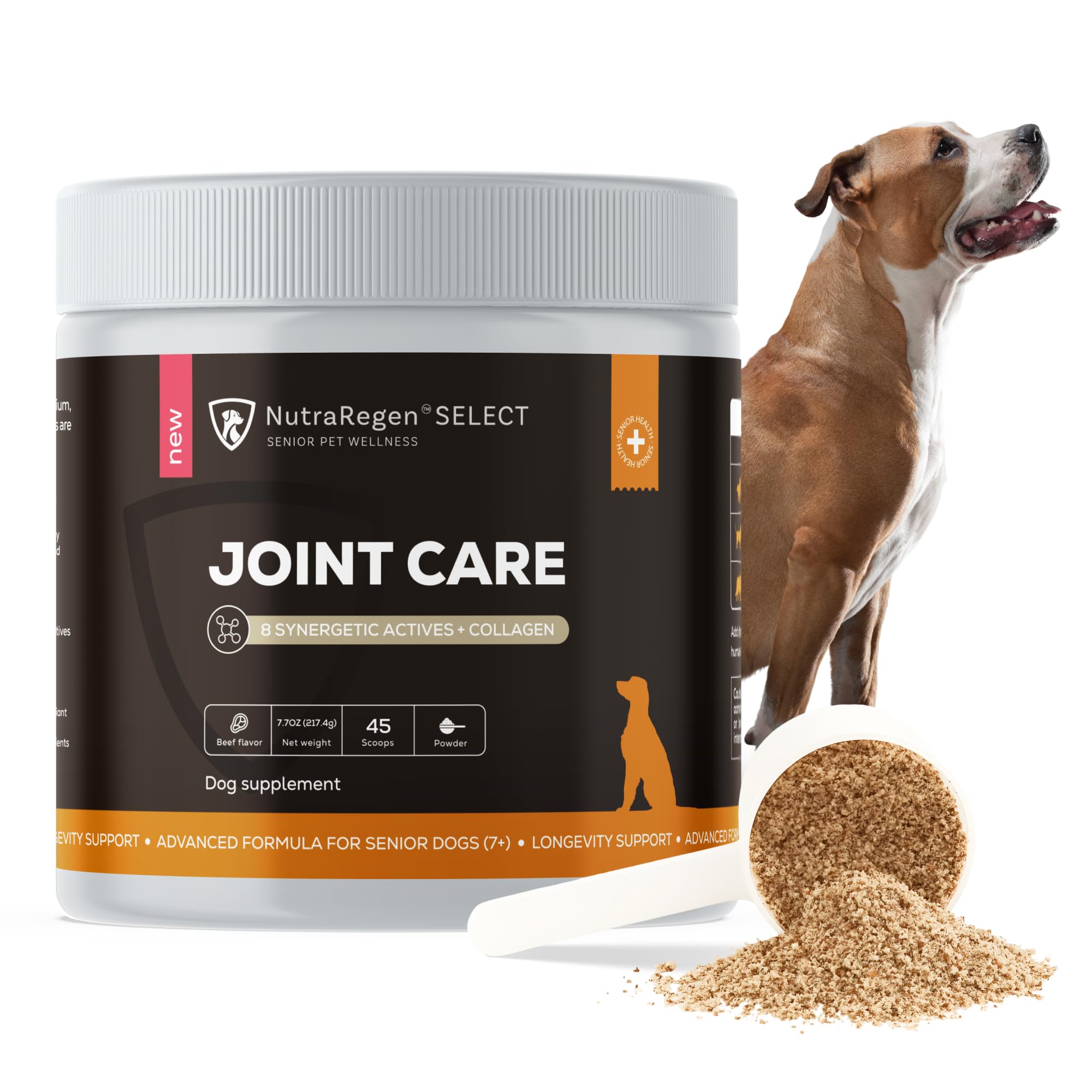 NutraRegen Select Senior Dog Joint Supplement 45 Scoops | Natural Glucosamine Chondroitin for Dogs with Collagen | Hip and Joint Powder | 7.7 Oz NutraRegenAu supplements