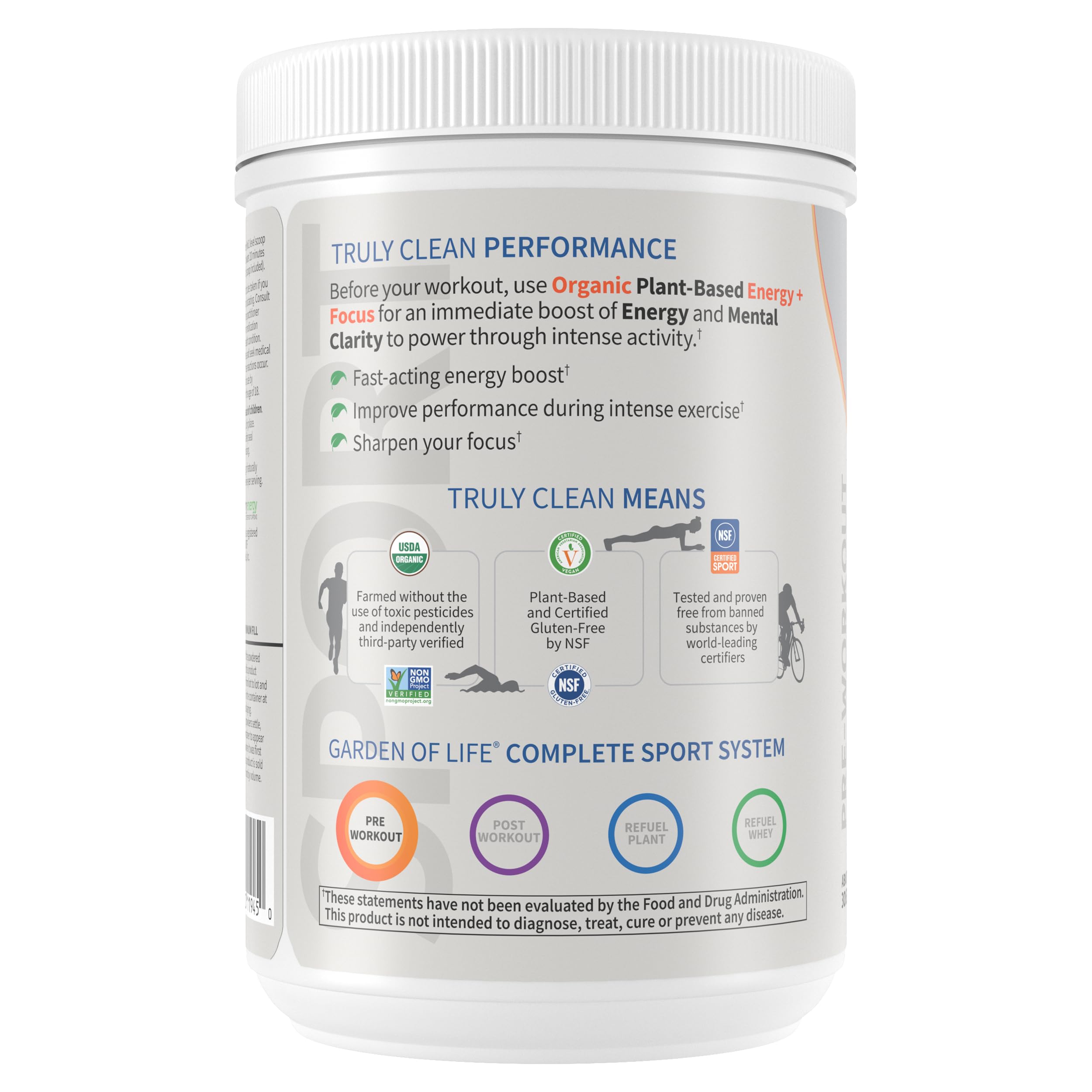 Garden of Life Sport Organic Plant Based Energy + Focus Clean Pre Workout Powder, with 85mg Caffeine, Natural No Booster, B12, Vegan, Gluten Free, Non-GMO, BlackBerry, 15.3 Oz Garden of LifeAu supplements