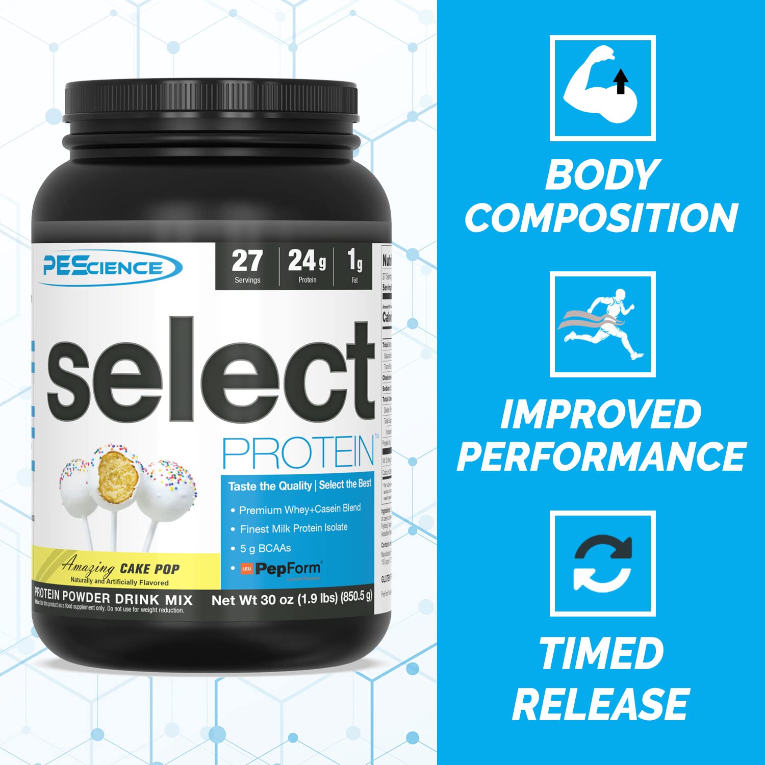 PEScience Select Low Carb Protein Powder, Cake Pop, 27 Serving, Keto Friendly PEScienceUS supplements