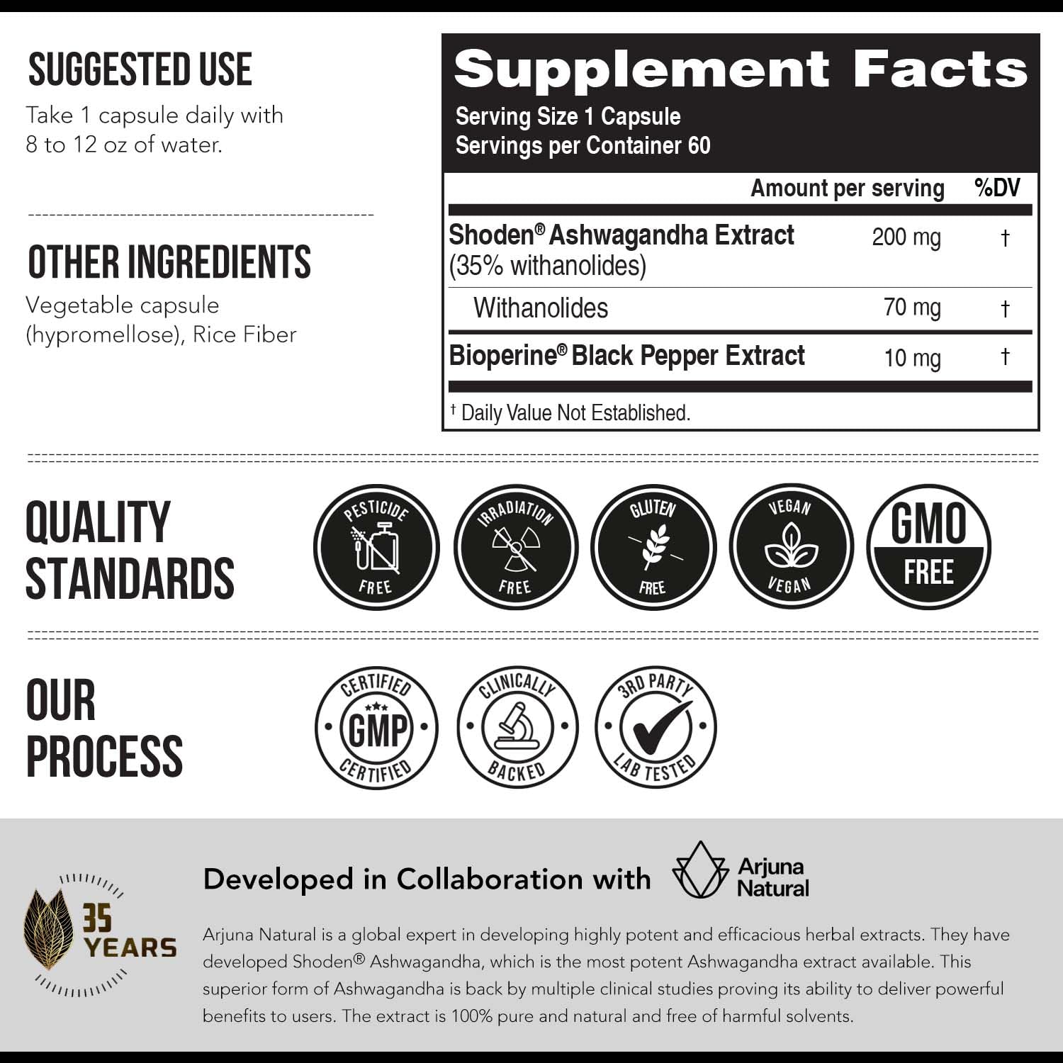 Ashwa-70®: Ashwagandha Extract - 35% Withanolides | Max Strength, Highest Withanolide Concentration - Mood & Performance - Enhanced Absorption with BioPerine® Black Pepper (60 Capsules) Triquetra HealthAu supplements