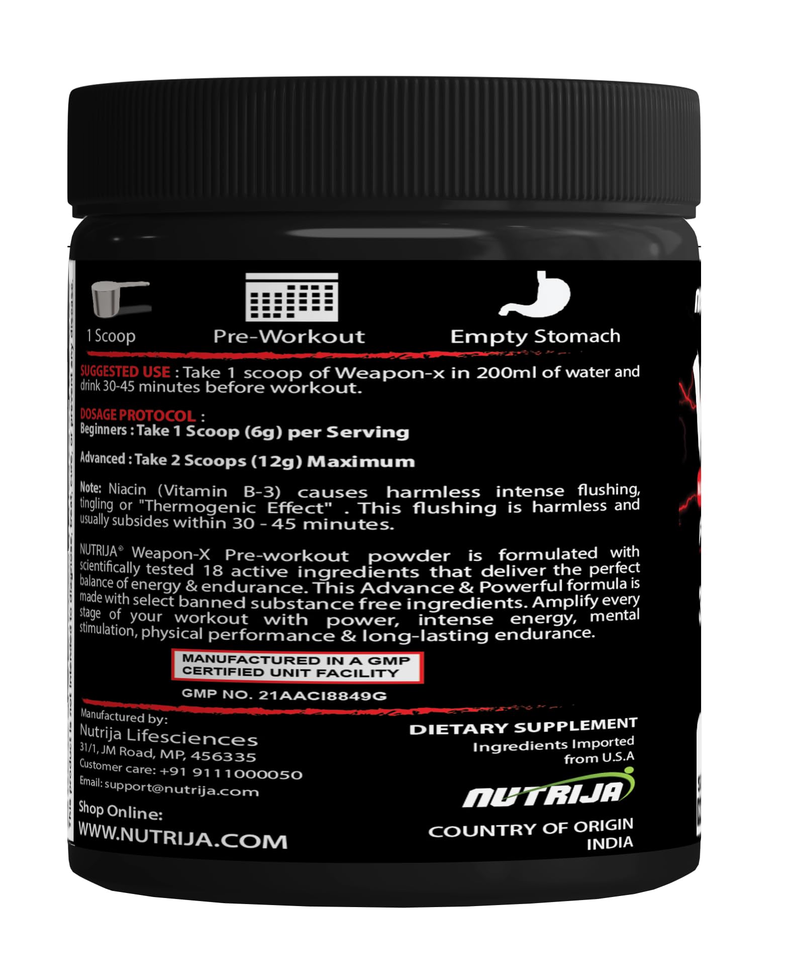 NutriJa Weapon-X Pre-Workout Powder with 21 Active Ingredients - 3 Best Forms of Creatine NutriJaAu supplements