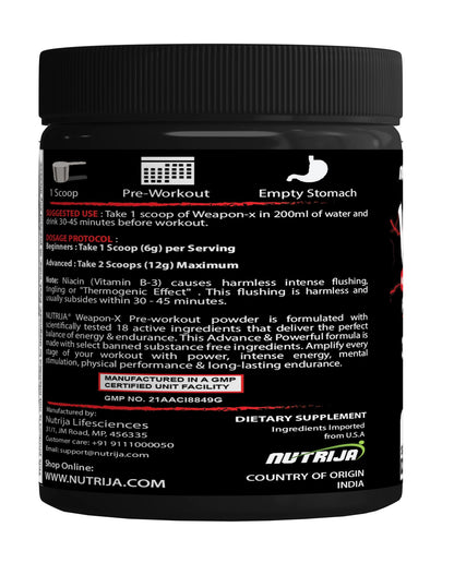 NutriJa Weapon-X Pre-Workout Powder with 21 Active Ingredients - 3 Best Forms of Creatine NutriJaUS supplements