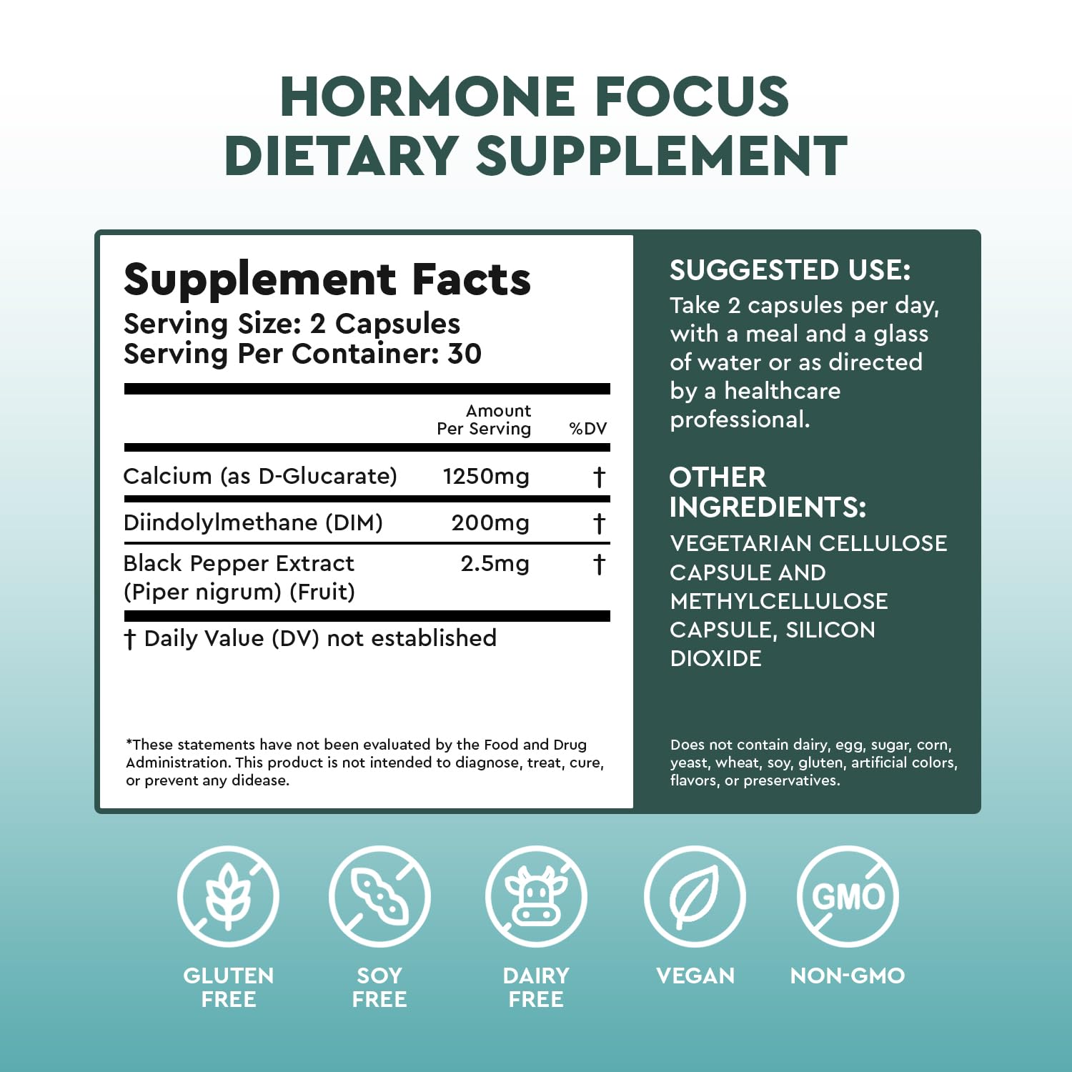 Hormone Focus – Estrogen Balance for Women - DIM Supplement with Diindolylmethane, Calcium D-Glucarate & BioPerine – Supports Hormonal Health, Mood, Energy, Mental Clarity, Clear Skin & Weight Health FocusedAu supplements