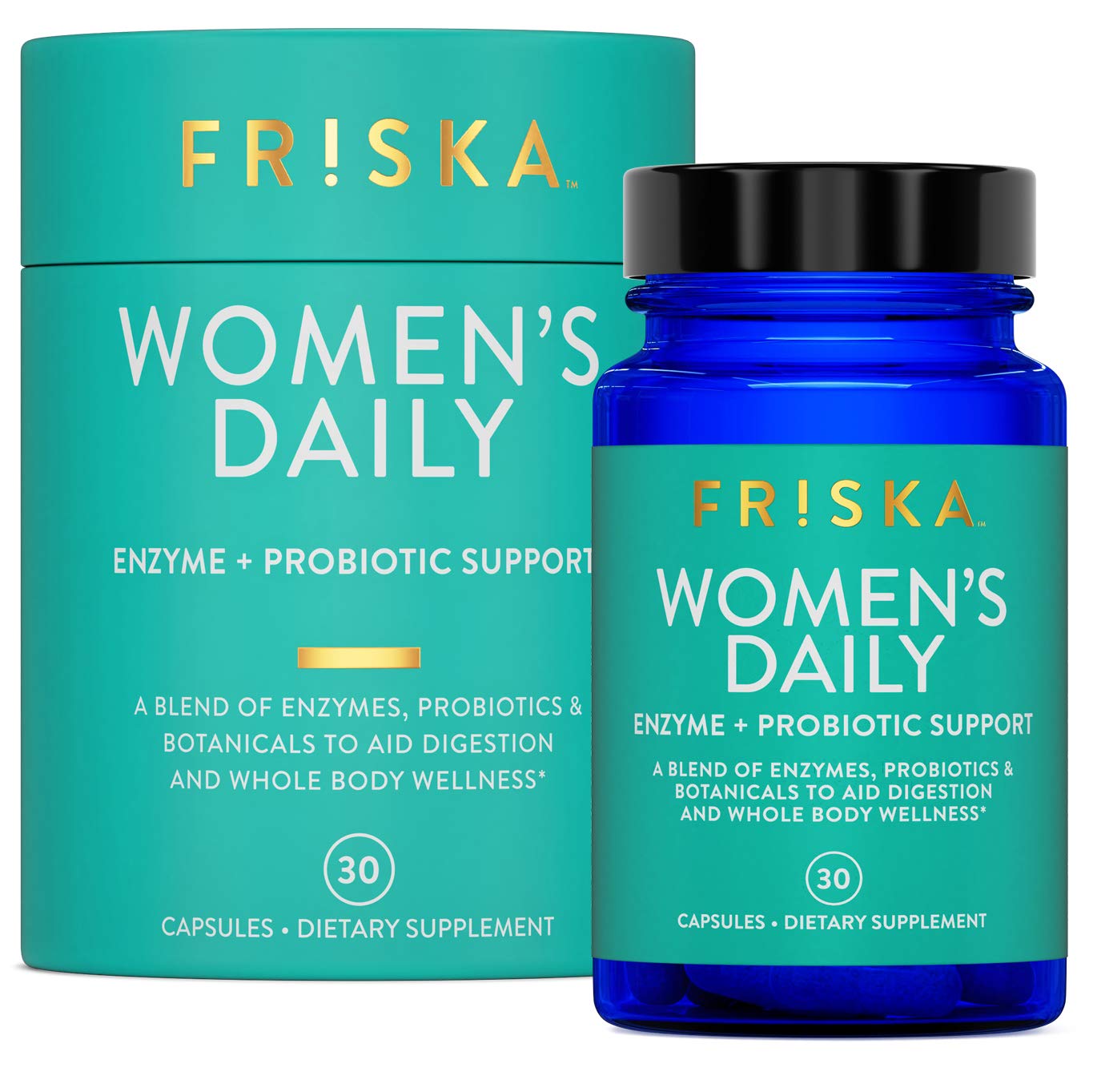FRISKA Women’s Daily Digestive Enzyme and Probiotics Supplement, Advanced Natural Support for Female Digestive Health, Fights Bloating, Eases Digestion, Supports Nutrient Absorption, 30 Capsules FR!SKAAu supplements