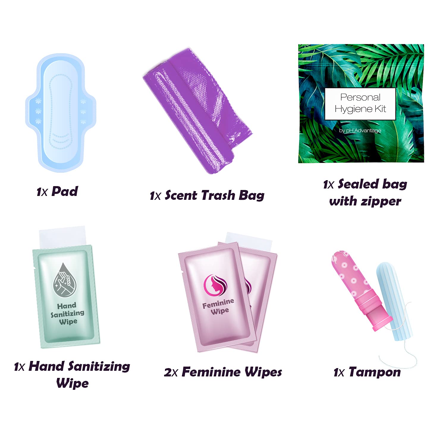 Menstrual Kit All-in-One | Convenience on The Go | Single Period Kit Pack for Travelling, Tweens pH AdvantageAu supplements