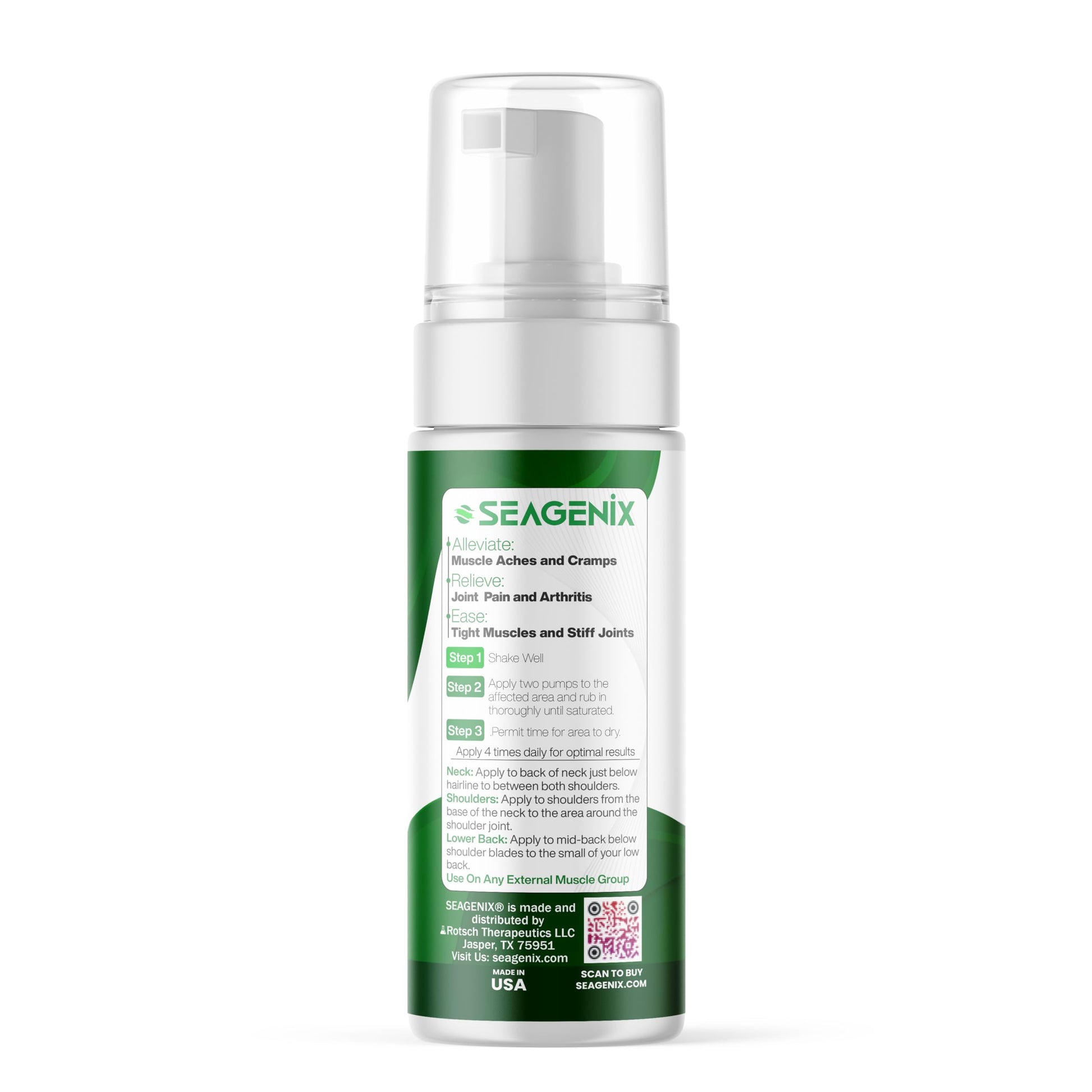 Seagenix Menthol Relief Muscle and Joint Foam - Magnesium Spray Menthol Formula - Joint and Muscle Relief – Relax Tight Muscles – Ease Muscle Cramps Fast - All Natural – Relief for Legs, Neck, Back. SeagenixAu supplements