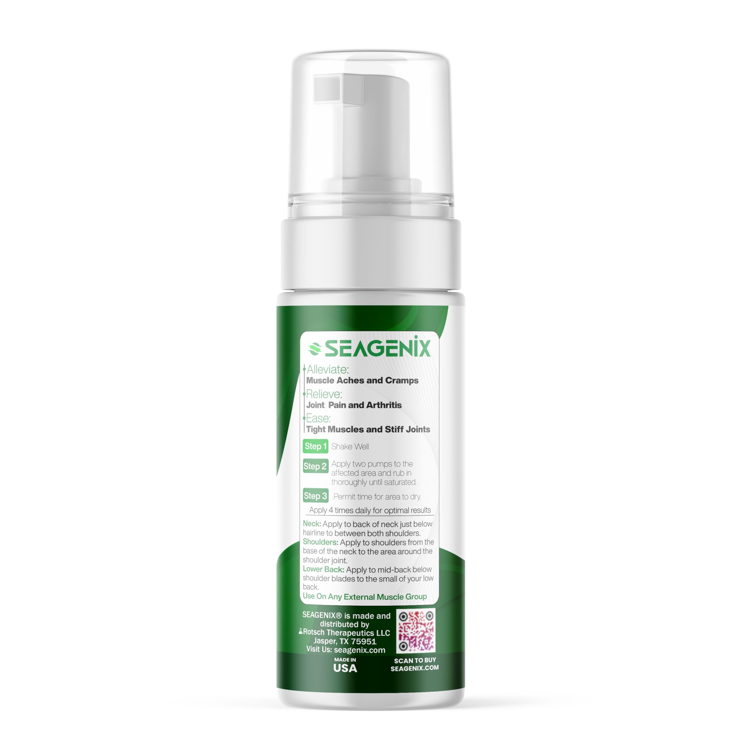 Seagenix Menthol Relief Muscle and Joint Foam - Magnesium Spray Menthol Formula - Joint and Muscle Relief – Relax Tight Muscles – Ease Muscle Cramps Fast - All Natural – Relief for Legs, Neck, Back. SeagenixAu supplements